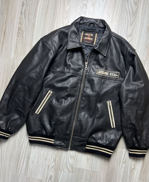 Jack & Jones Jack & Jones Leather Jacket. Streetwear Y2K Jacket | Grailed