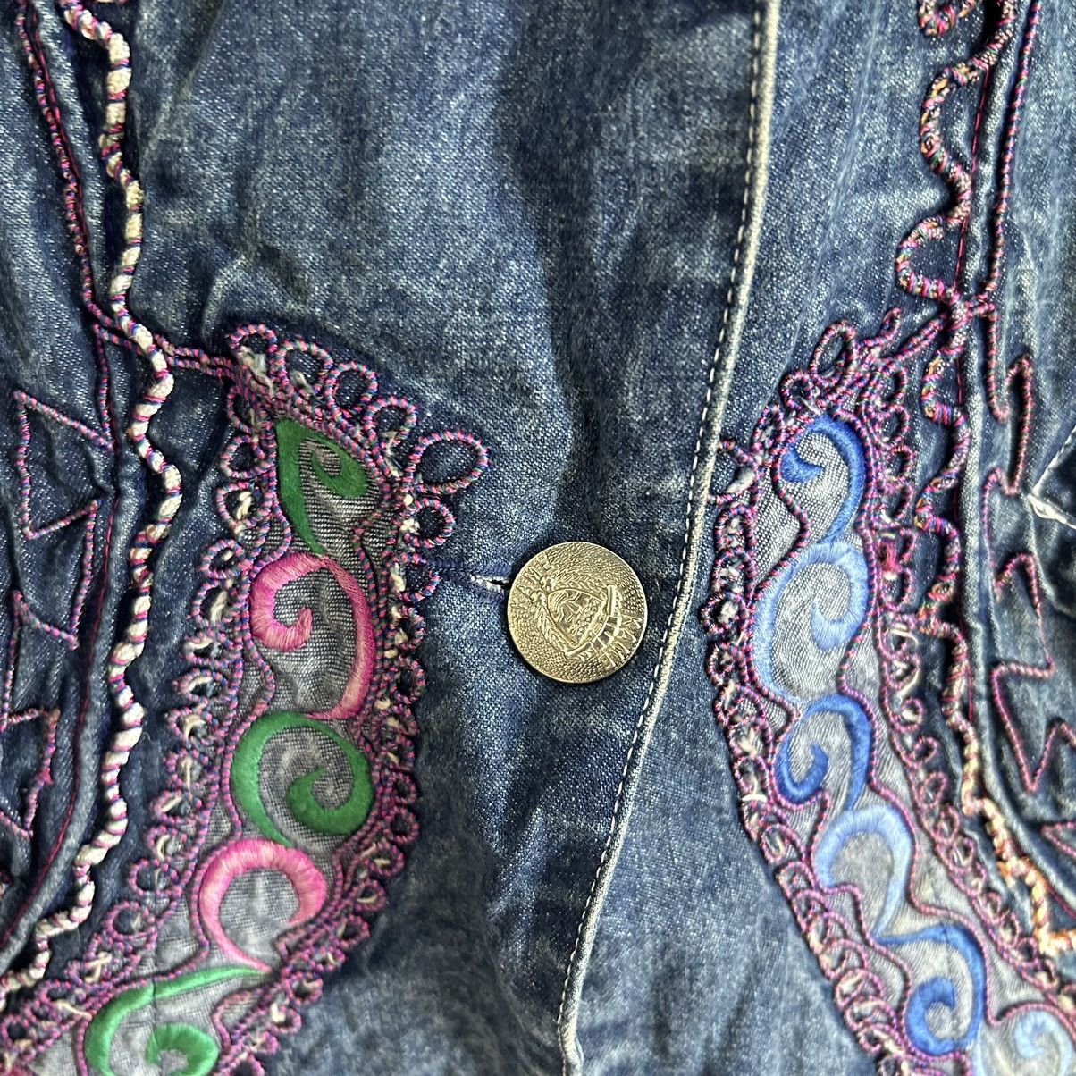 Vintage Vintage Cherry Seven 80s Oversize Embroidery Denim Jacket Size XL / US 12-14 / IT 48-50 - 5 Thumbnail