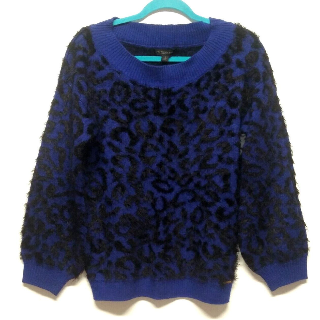 Designer Marc NY sweater pullover blue black eyelash Womens Med Size M / US 6-8 / IT 42-44 - 1 Thumbnail