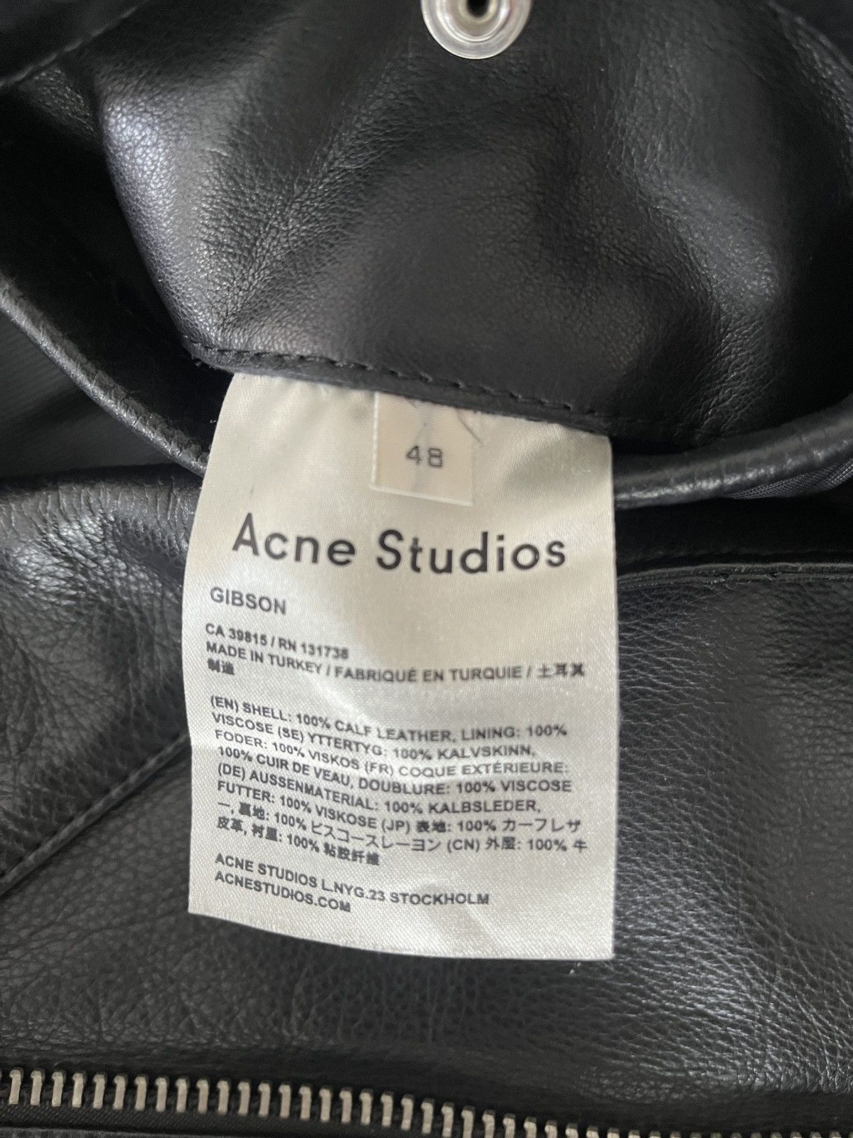 Acne Studios Gibson Leather Jacket in 48/M