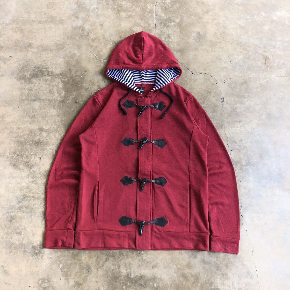 Japanese Brand 2000s Sematic Design Duffle Ziphoodie Jacket Red Maroon Lgb Size US M / EU 48-50 / 2 - 1 Thumbnail