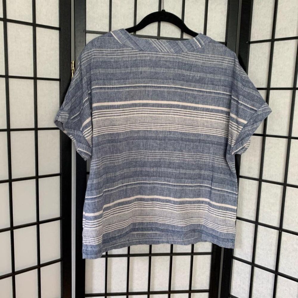 Anthropologie Anthropologie Artisan NY Striped Linen Top Shirt Blue Small Size S / US 4 / IT 40 - 5 Thumbnail