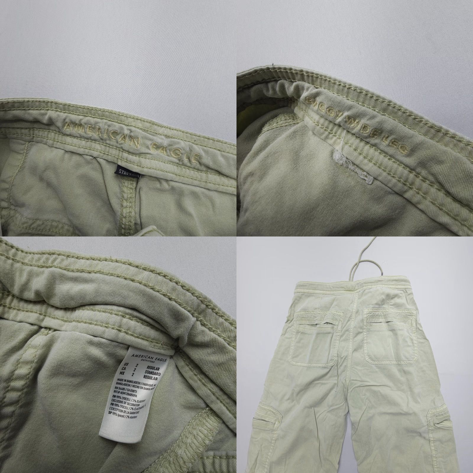American Eagle Outfitters American Eagle Outfitters Baggy Wide-Leg Cargo Pants Womens 2 Light Green Twill Recreation Casual Size 26" / US 2 / IT 38 - 8 Thumbnail
