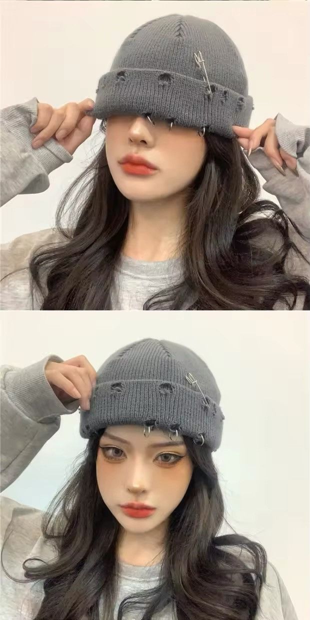 Jewelry × Vintage Y2K Knitted Hat Women Fashion Warm Thick Size ONE SIZE - 3 Thumbnail