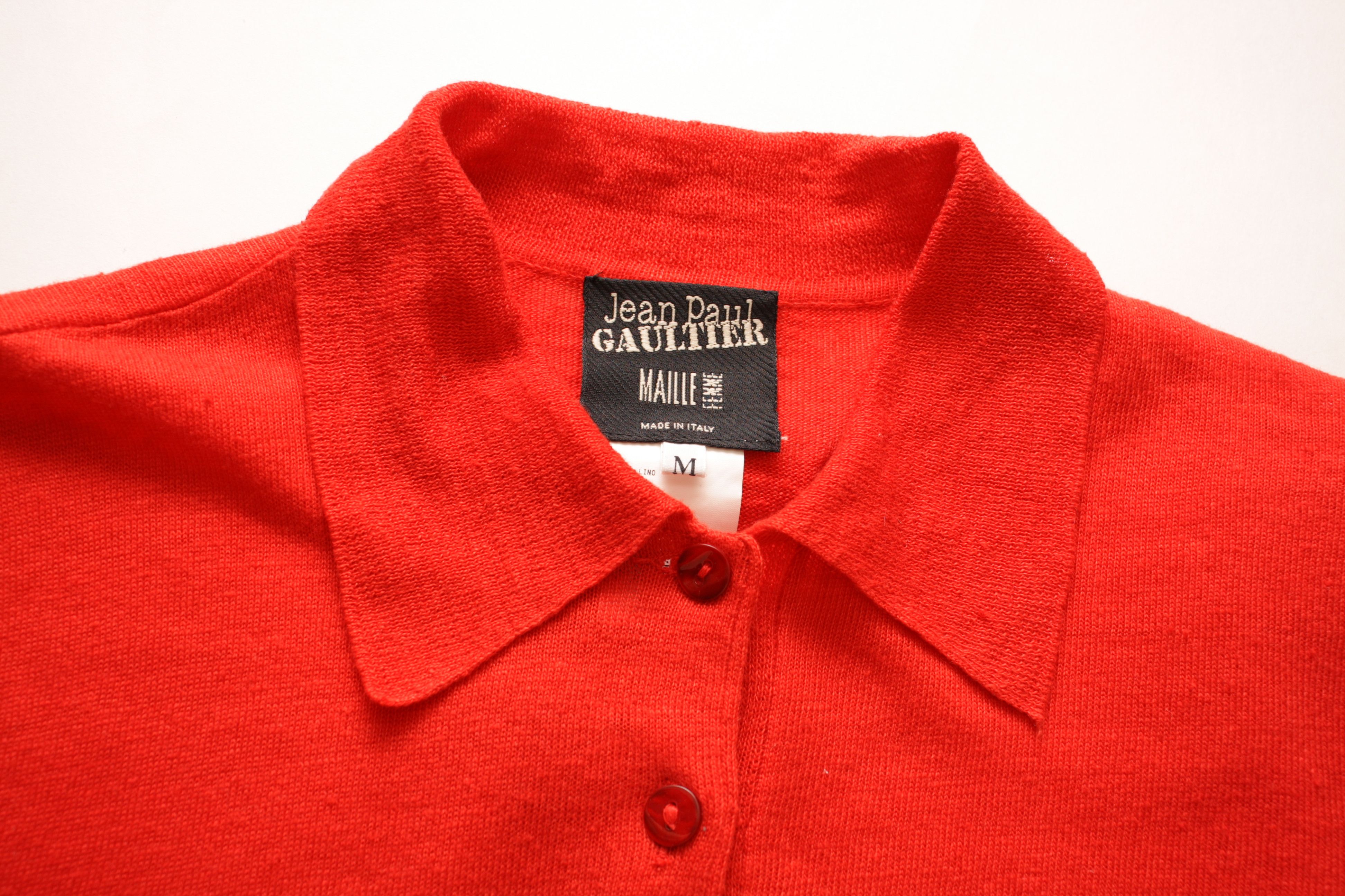 Jean Paul Gaultier NWT Jean Paul Gaultier Asymmetrical Polo Shirt Red Linen M Size M / US 6-8 / IT 42-44 - 4 Thumbnail