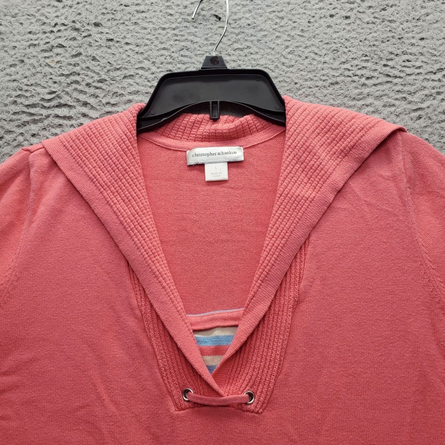 Vintage Nike Hoodie Womens L Pink Knit Pullover V-Neck Casual Long Sleeve Pullover Size L / US 10 / IT 46 - 6 Thumbnail