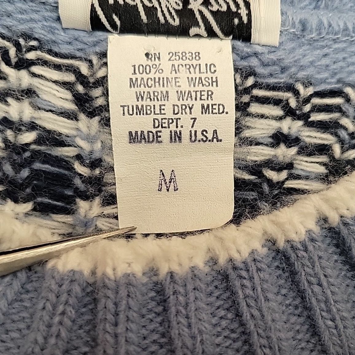 Vintage Cuddle Knit Sweater Womens M Blue Fair Isle Cottage Grandpa Chic Made In The USA Size M / US 6-8 / IT 42-44 - 4 Thumbnail
