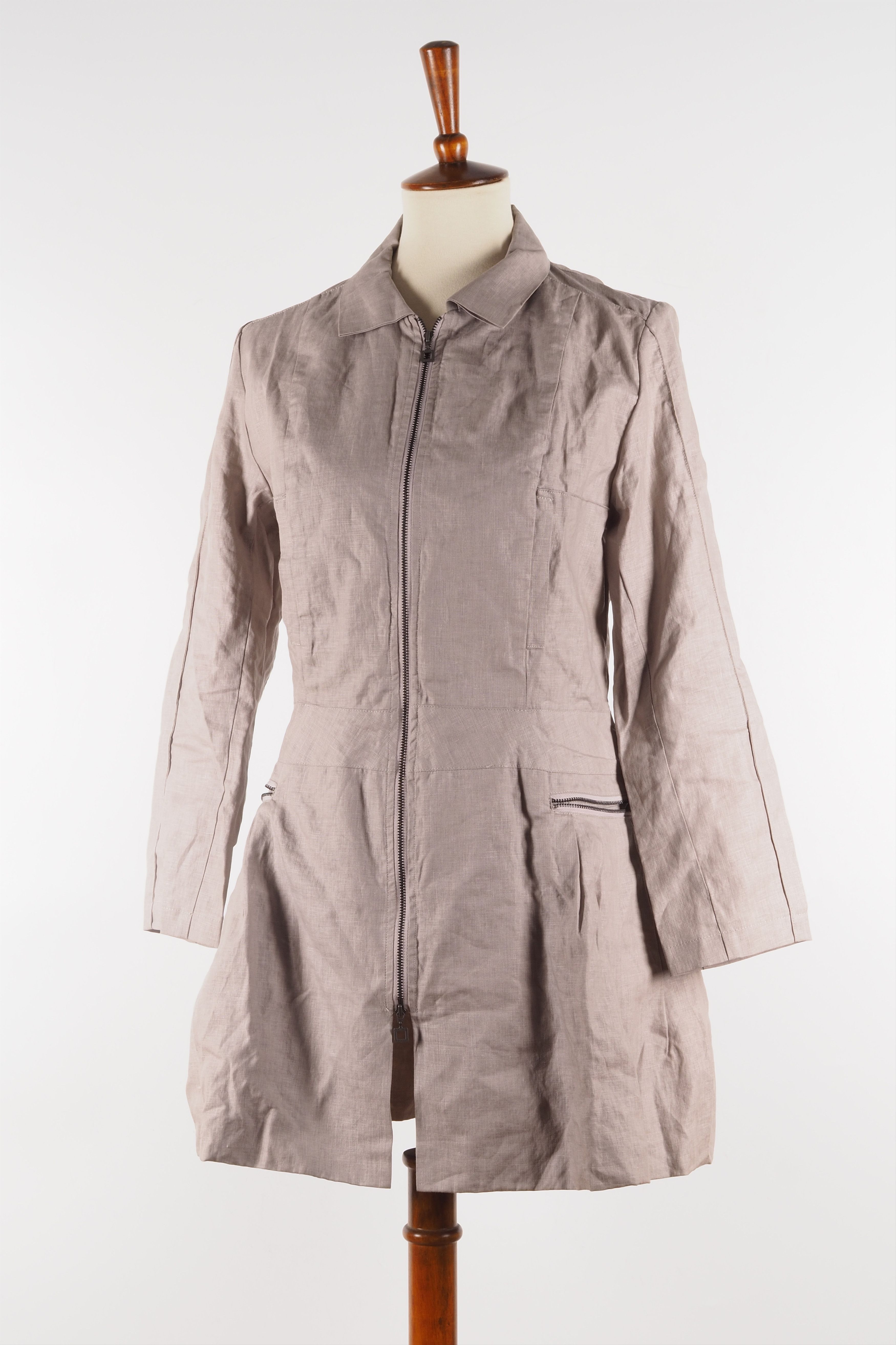 Sarah Pacini Sarah Pacini Avantgarde Light Beige Zip Coat Jacket Size S / US 4 / IT 40 - 6 Thumbnail