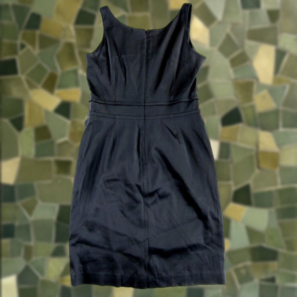 Talbots VINTAGE TALBOTS Classic Black Gathered Sleeveless Midi Party Cocktail Sheath Dress 10 Size L / US 10 / IT 46 - 1 Thumbnail