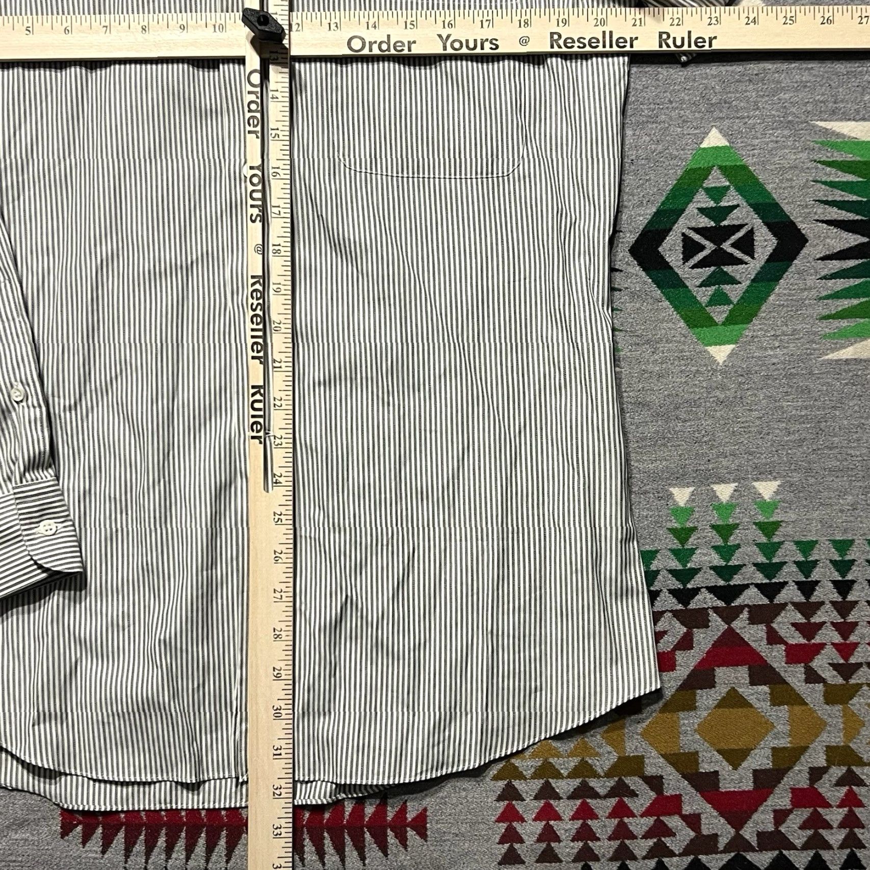 VINTAGE Ermenegildo Zegna Dress Shirt Gray Striped Button Up Long Sleeve Mens 15 New D3