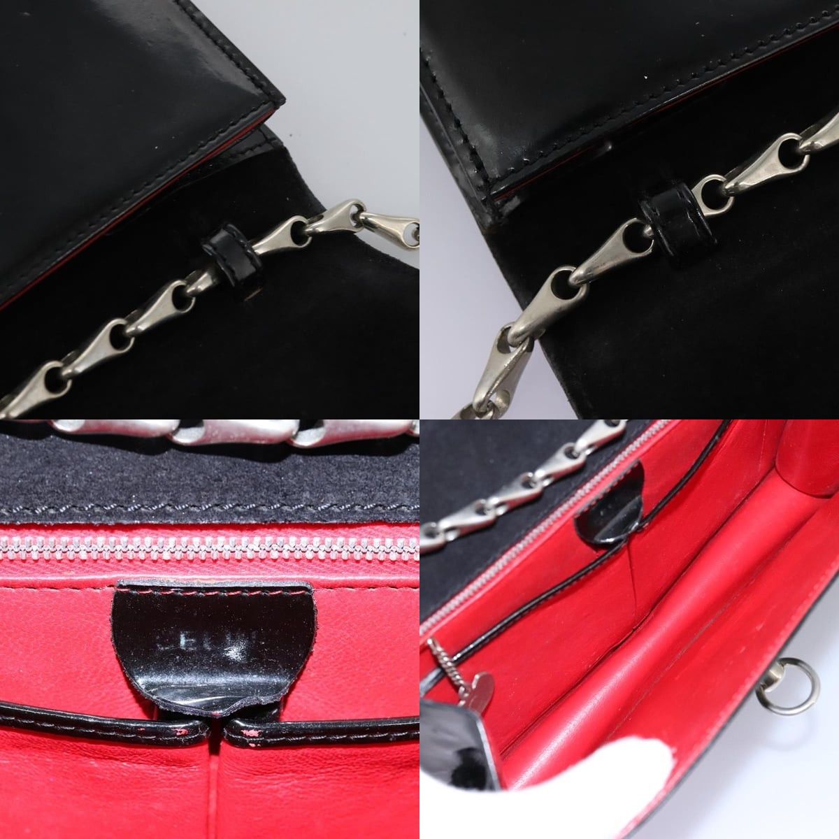 Celine CELINE Chain Shoulder Bag Enamel Black Silver Size ONE SIZE - 12 Thumbnail