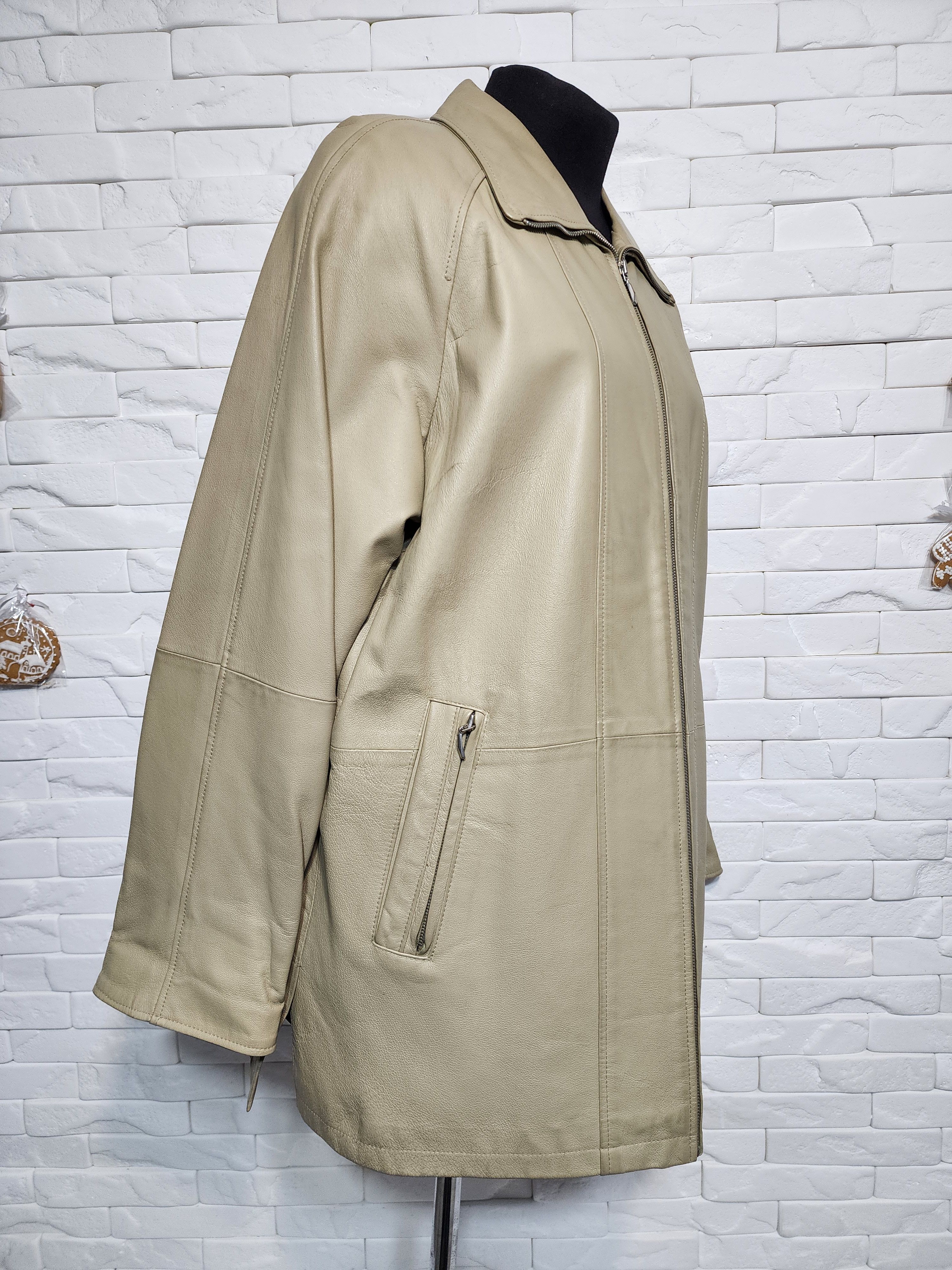 Other Gray Leather Jacket: Women's Jacket with Metal Zipper Size XXL / US 16-18 / IT 52-54 - 3 Thumbnail