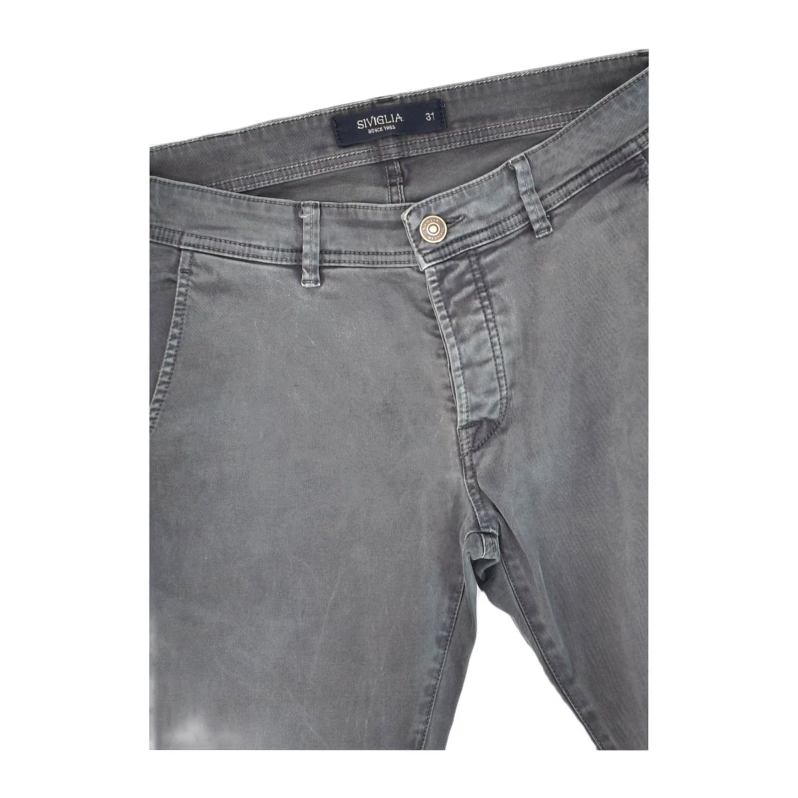 Siviglia SIVIGLIA Mens Chino Trousers Grey Cotton Skinny Fit W31 L30 Size US 31 - 3 Thumbnail