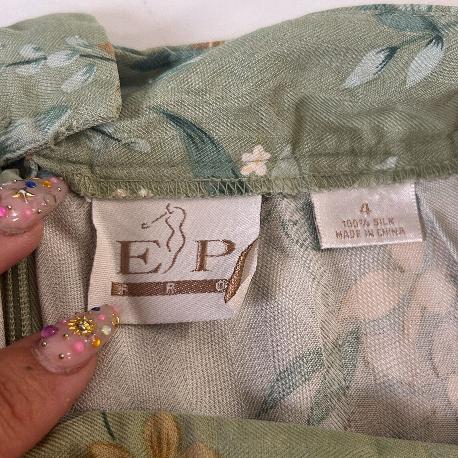 Other EP Pro Silk Green Yellow & Cream Floral Mini Skirt Skort 4 Size 27" / US 4 / IT 40 - 7 Thumbnail