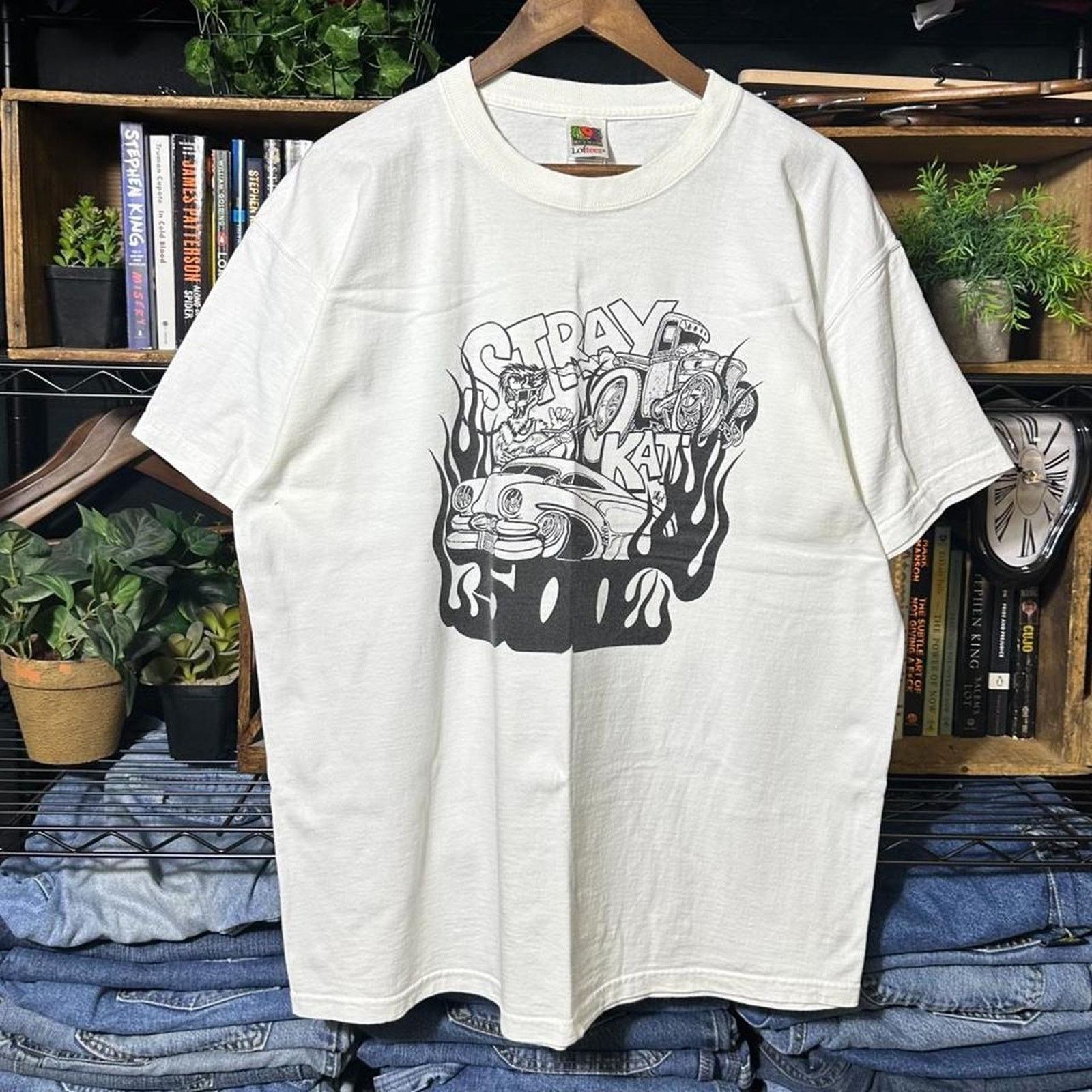 Fruit Of The Loom Vintage Y2K Stray Kat Car Show Tee XL Cartoon Graphic Shirt Size US XL / EU 56 / 4 - 1 Thumbnail