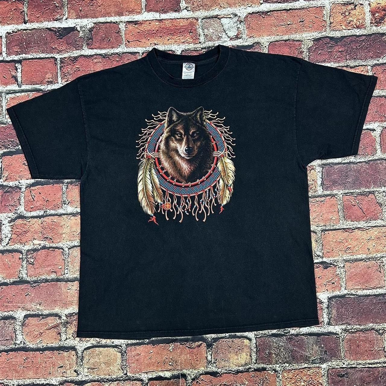 Delta Vintage Y2K Native American Wolf Dream-Catcher Art T-Shirt Size US XXL / EU 58 / 5 - 1 Thumbnail