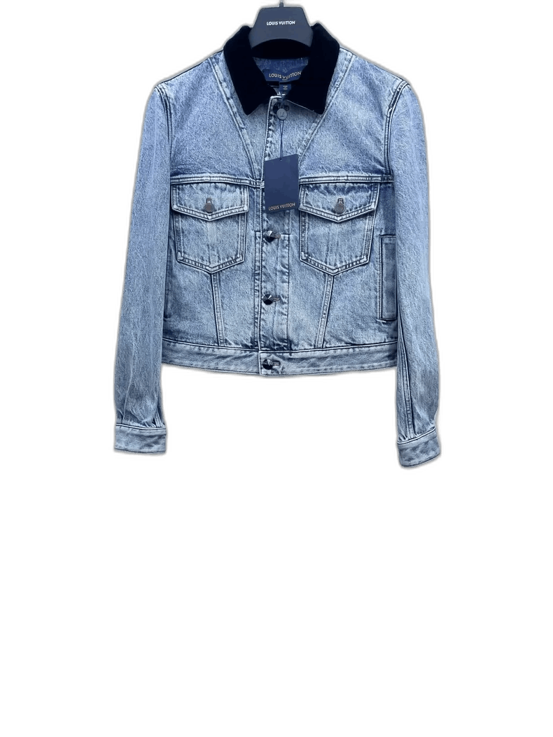 Vintage Velvet Collar Denim Jacket