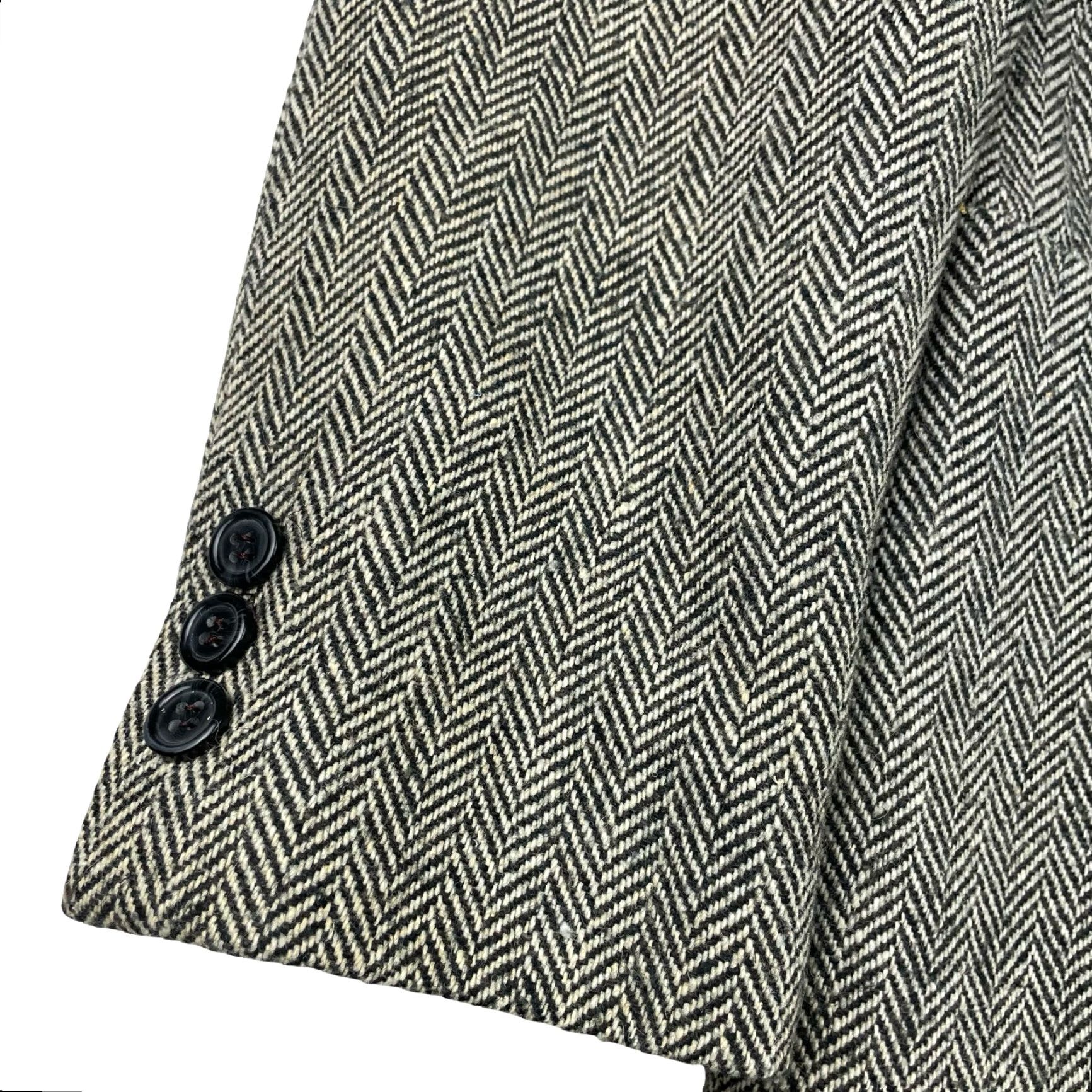 Vintage VINTAGE Scotts Grey Ltd. Men’s Tweed Blazer Jacket 2-Button Black White Herringbone 38R Mens Size 38R - 4 Thumbnail