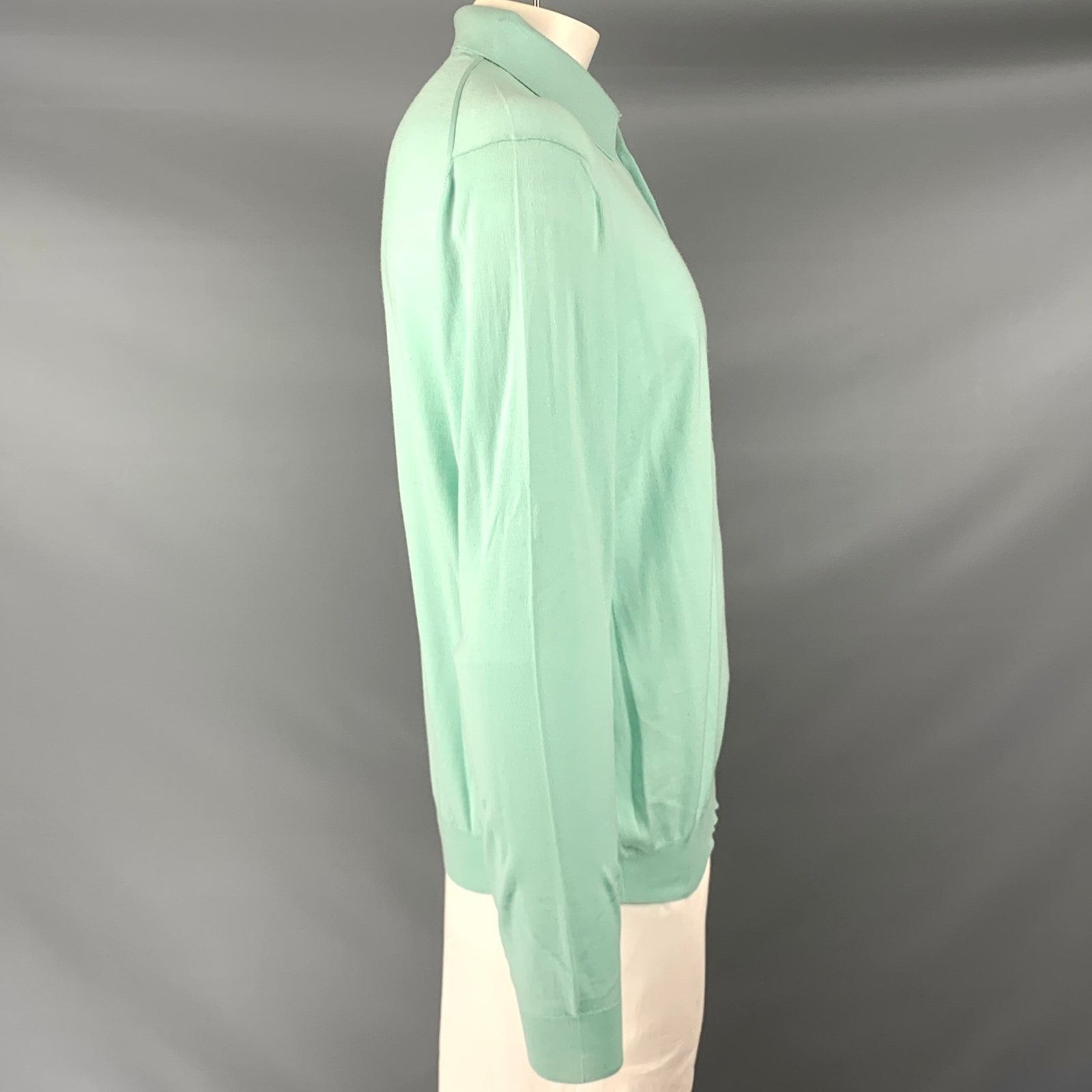 Malo MALO Size XXL Mint Green Knit Wool Polo Pullover Size US XXL / EU 58 / 5 - 2 Thumbnail