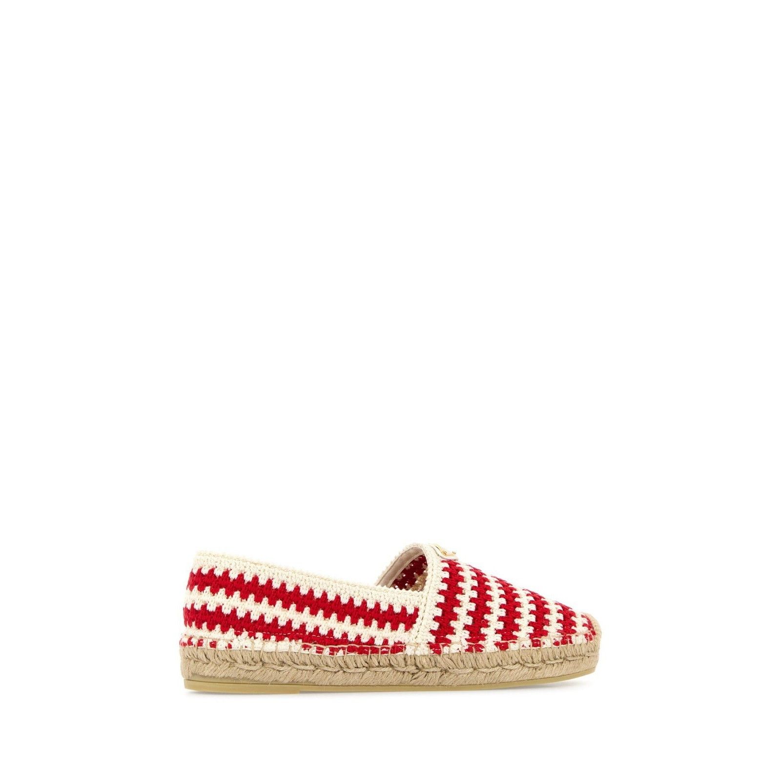 PRADA Two-Tone Red White Striped Crochet Summer Espadrilles