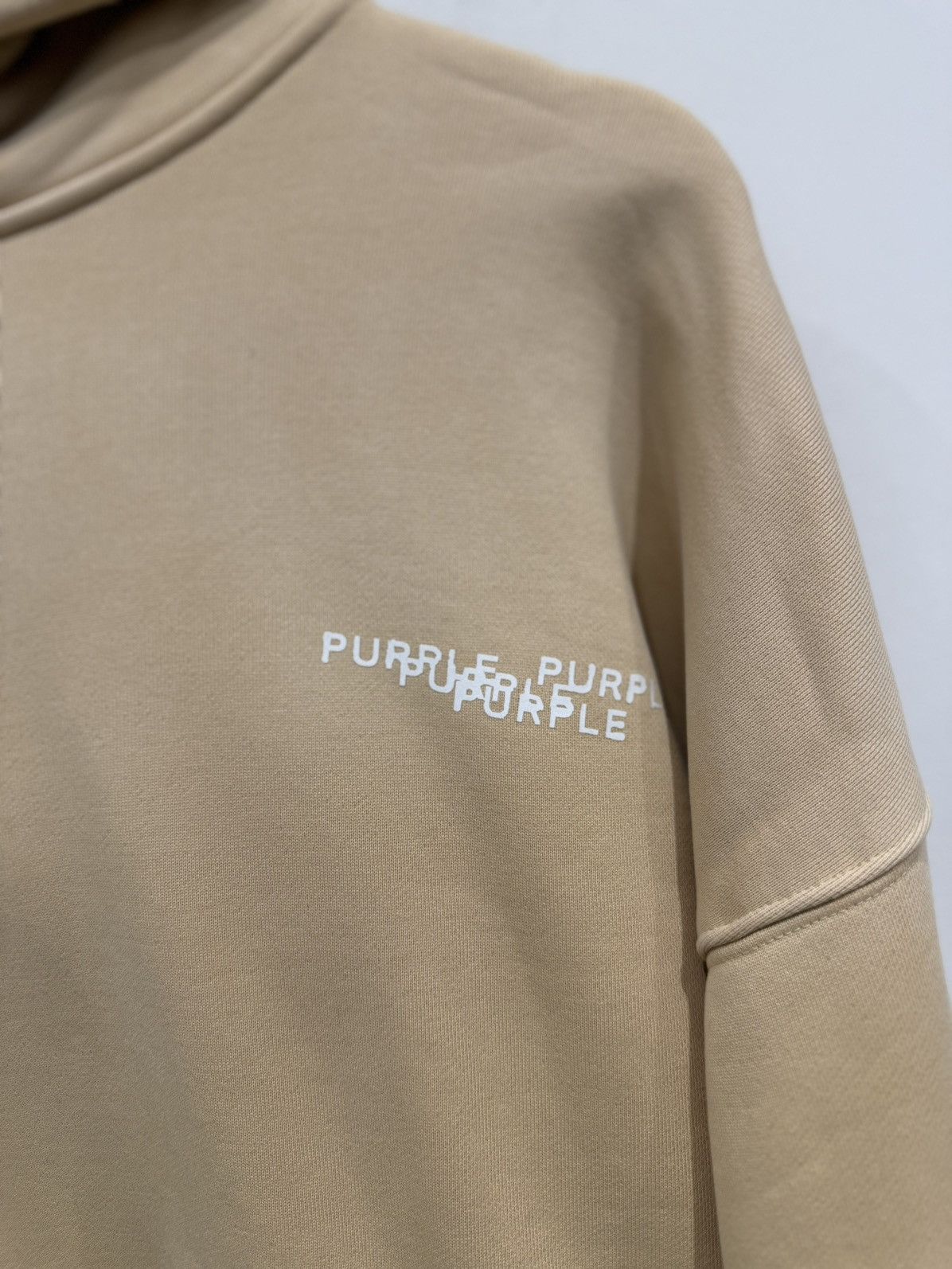 Purple Brand Purple Brand Newsprint Cropped Hoodie Beige Size: L Size US L / EU 52-54 / 3 - 3 Thumbnail