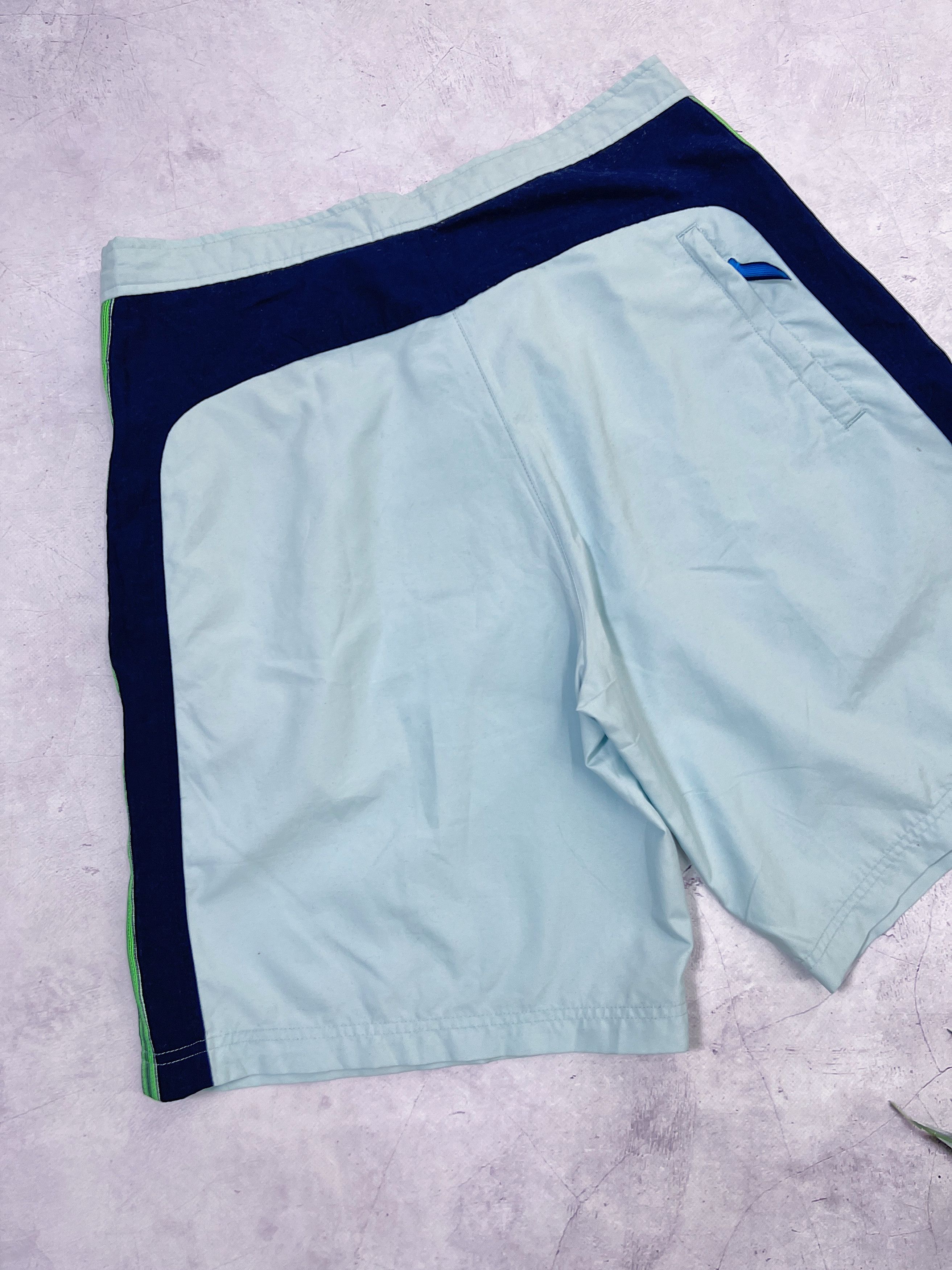 Nike × Vintage Vintage Nike Shorts Aquamarine & Green Stripes Size US 34 / EU 50 - 9 Thumbnail