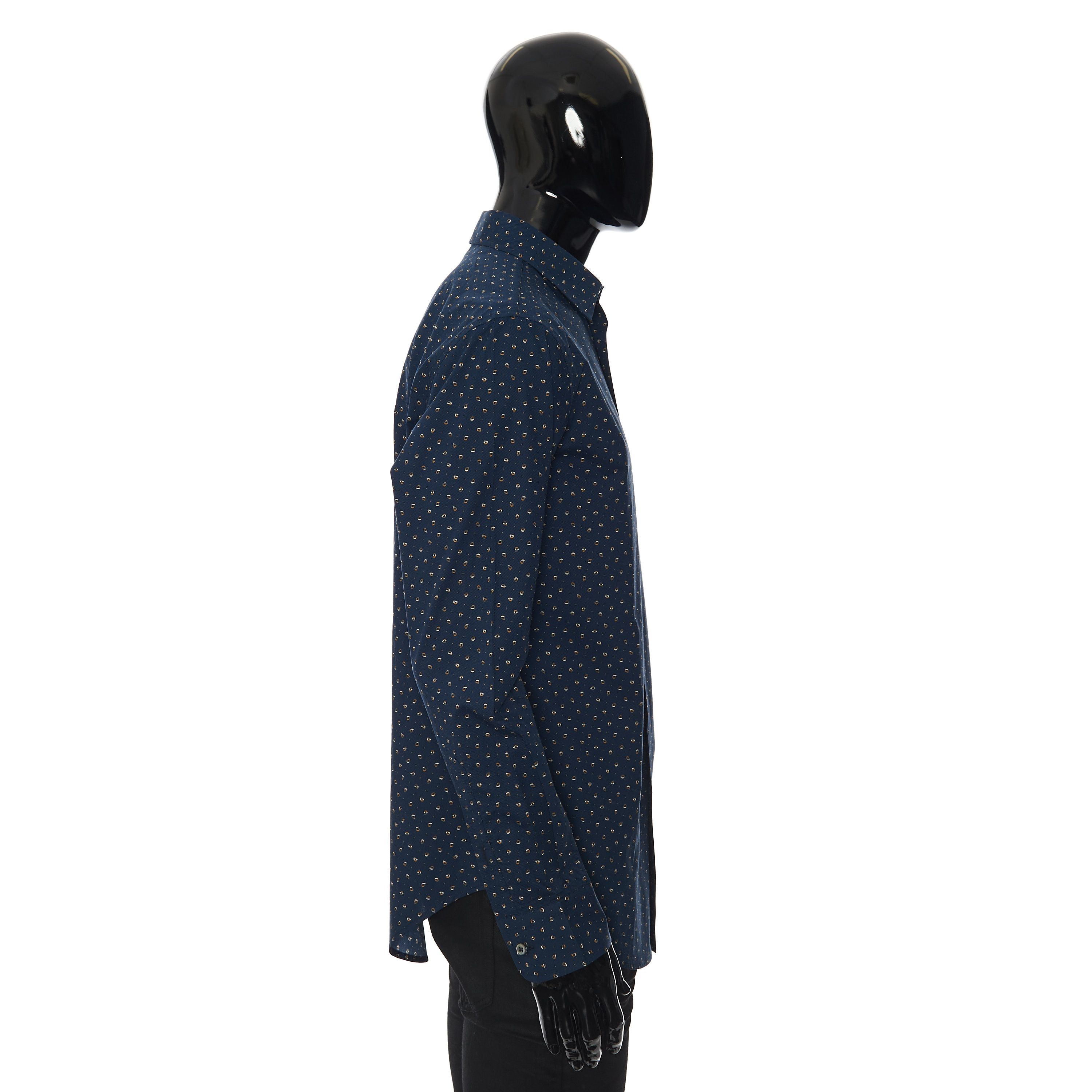 Brioni Longsleeve Fitted Shirt In Dark Blue Printed Cotton Size US M / EU 48-50 / 2 - 7 Thumbnail