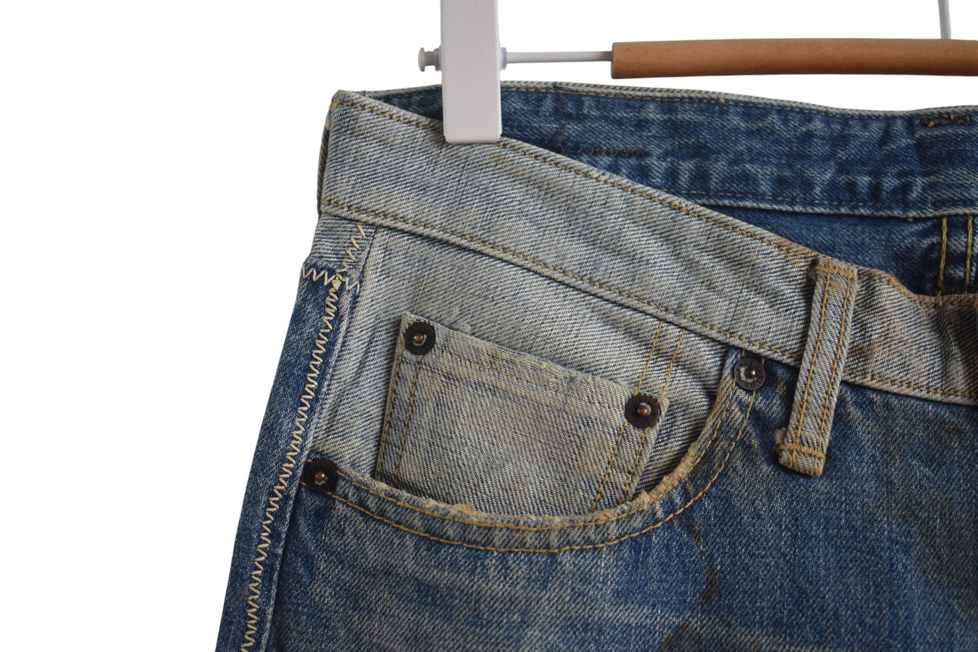 Blue Blue Japan × Japanese Brand WIDE LEG 🔥 Blue Way Vintage Patchwork Denim Jeans W30 Size US 30 / EU 46 - 6 Thumbnail