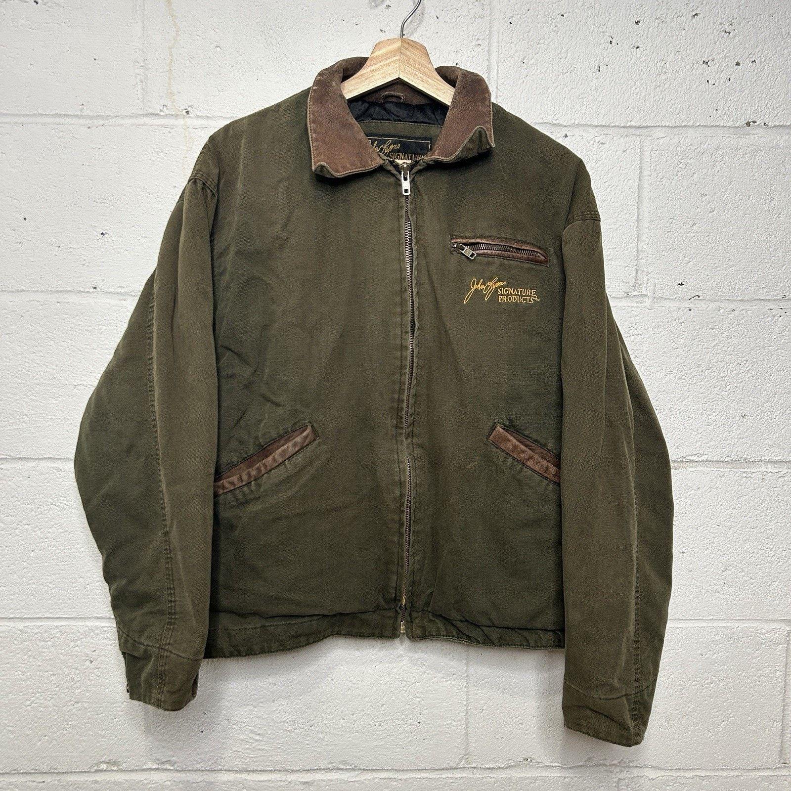 The Unbranded Brand Vintage Quilted Detroit Style Jacket “Moss Green” Size US XL / EU 56 / 4 - 1 Thumbnail