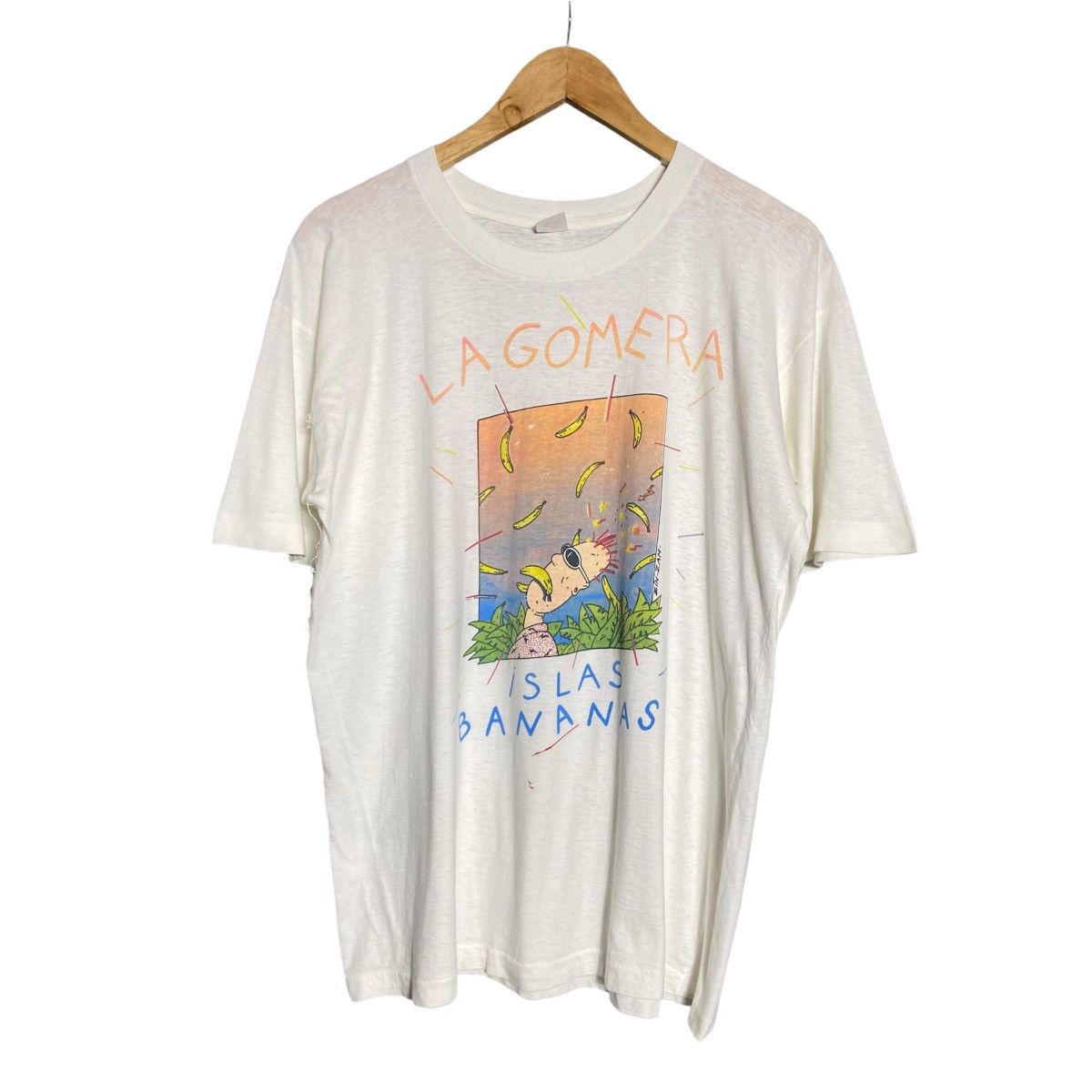 Vintage Vintage 90s Punk LA GOMERA ISLAS Bananas Parody T-Shirt Size US XL / EU 56 / 4 - 1 Thumbnail