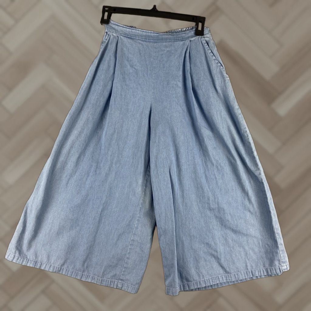 Vintage Anotah Pants Women Cropped Flare Leg Medium Wash Size 30 Blue Casual Wide-Leg Size 30" / US 8 / IT 44 - 1 Thumbnail