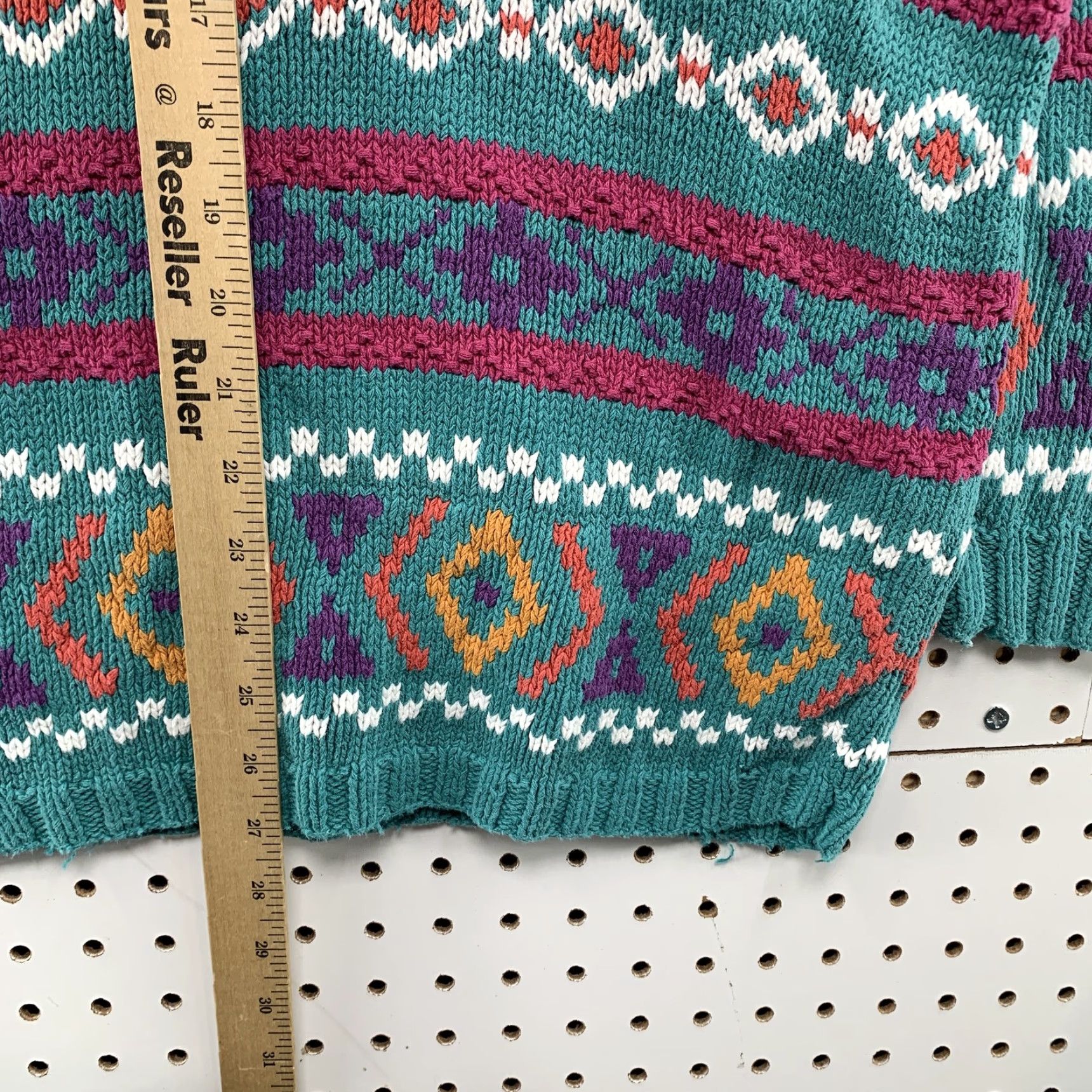 Vintage VINTAGE Roo Special Edition Handknit Sweater Women Large V Neck Chunky-Knit Green Cotton Ramie Winter Pullover Size L / US 10 / IT 46 - 7 Thumbnail