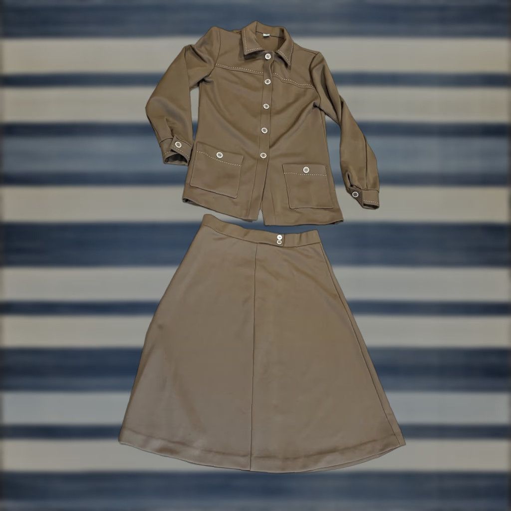 Vintage VINTAGE Union Made Brown Jacket Skirt Set Two Piece Workwear Office Size 12 Size 34" / US 12 / IT 48 - 1 Thumbnail