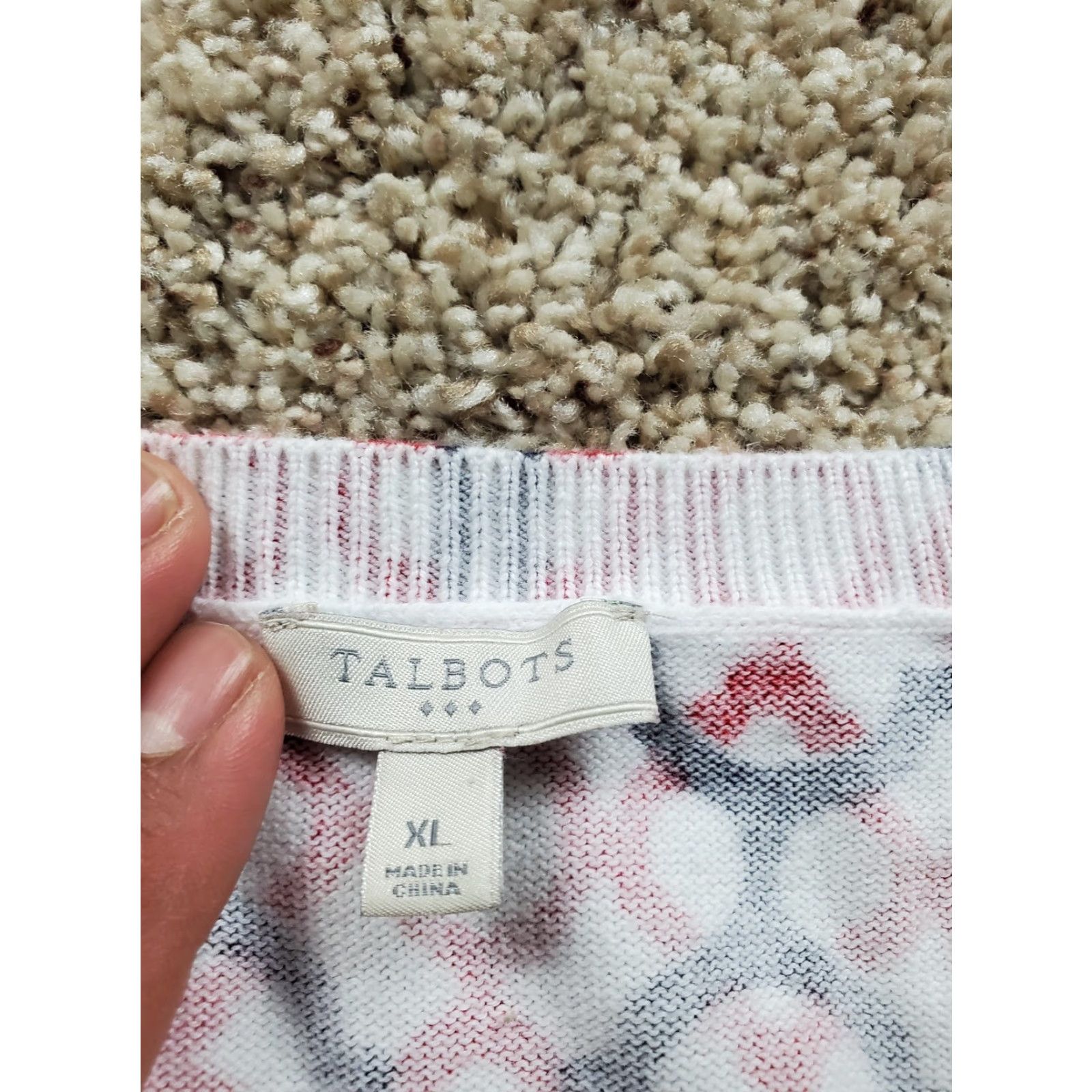 Talbots Talbots Sweater Womens XL Geometric Print Crew Neck Button Up Top Ribbed Trim Raglan Sleeve All Seasons Casual Size XL / US 12-14 / IT 48-50 - 4 Thumbnail