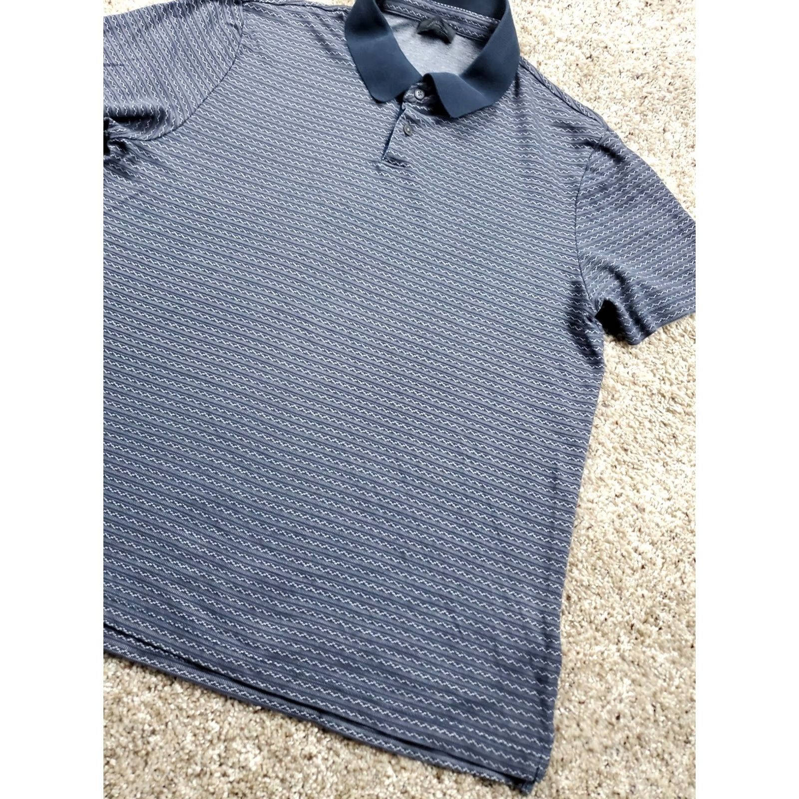 Vintage Magaschoni Polo Shirt Mens Large Blue Striped Short Sleeve Pullover Size US L / EU 52-54 / 3 - 2 Thumbnail