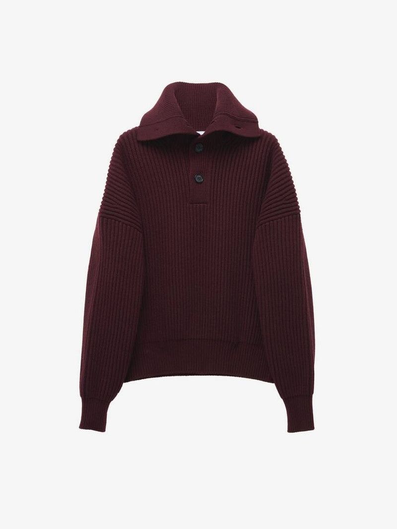 o1srvl11e0226 Funnel Neck Jumper In Bordeaux
