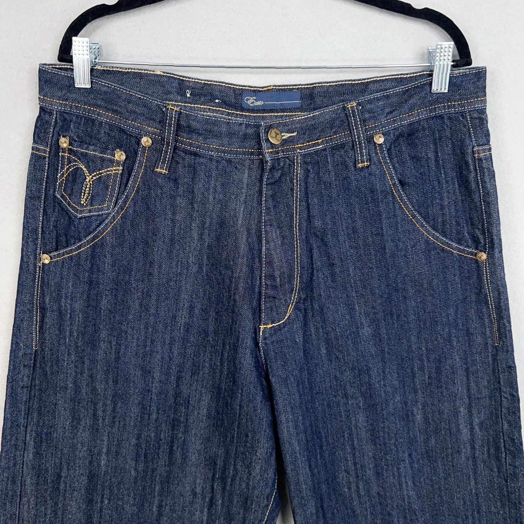 Denime Exsto Jeans Mens 36 Dark Wash Denim Straight Leg Baggy Logo Back Graphic Skater Size US 36 / EU 52 - 3 Thumbnail
