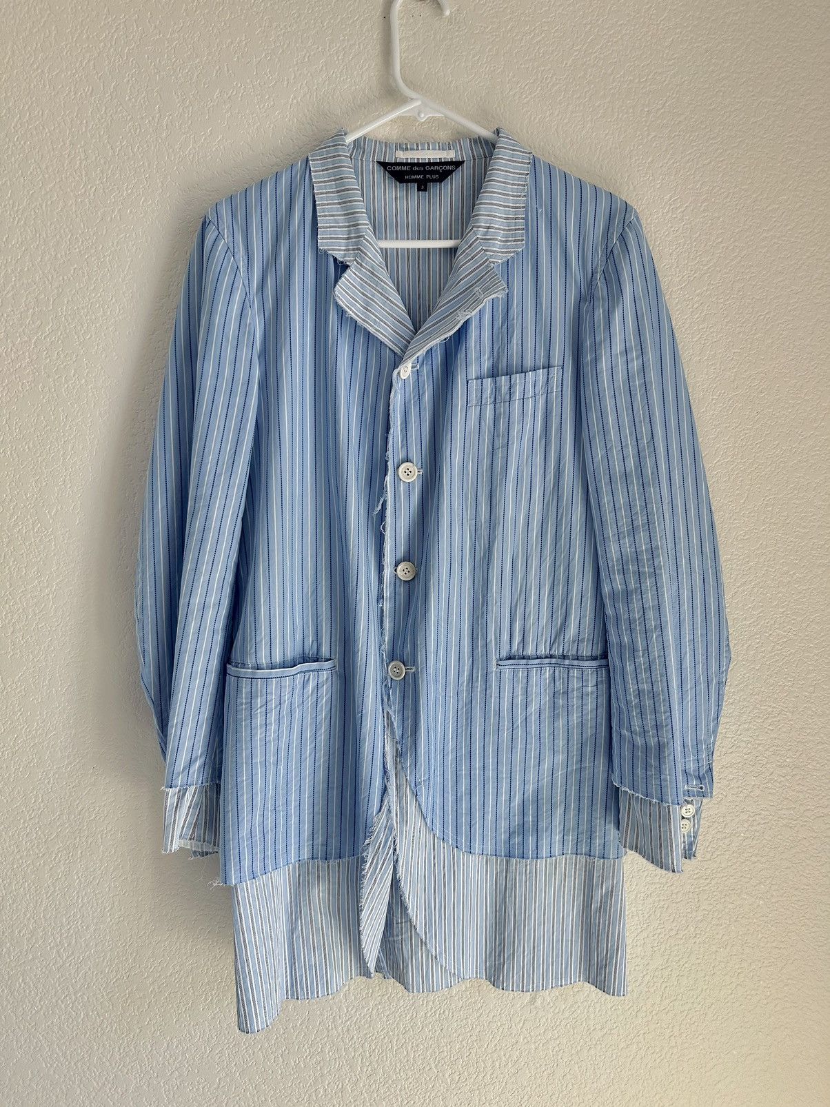 17SS Blue Striped Cotton Coat