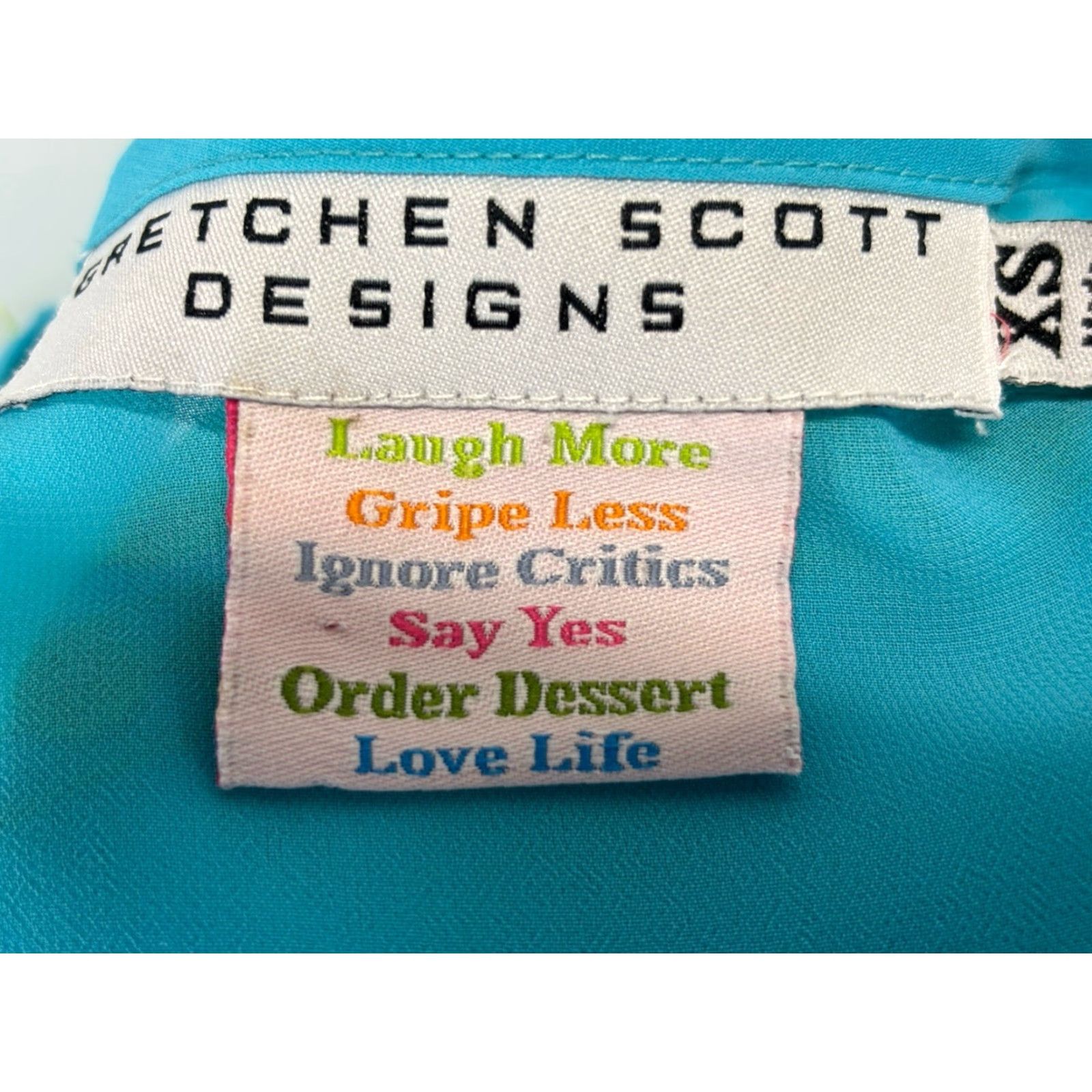 Vintage Gretchen Scott Designs Sheer Tunic Top Sheer Sz Xsmall Aqua Green Embroidered XS Blue Polyester Embroidered Sheer Tunic Top Gretchen Scott Designs Size XS / US 0-2 / IT 36-38 - 7 Thumbnail