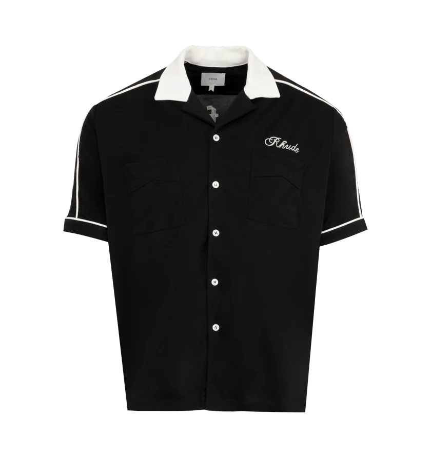 Rhude o1h1sh11225 Oxford Cocktail Club Bowling Shirt in Black Size US L / EU 52-54 / 3 - 1 Thumbnail