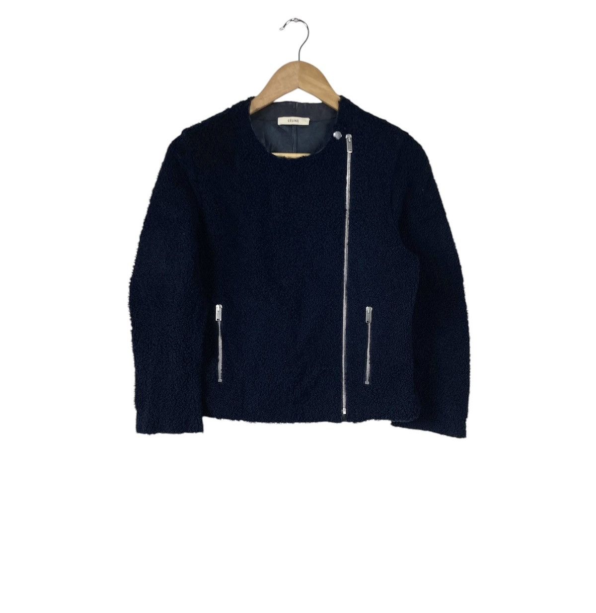 Celine Authentic Celine Modele Depose Biker Lambskin Fleece Jacket Size S / US 4 / IT 40 - 1 Thumbnail