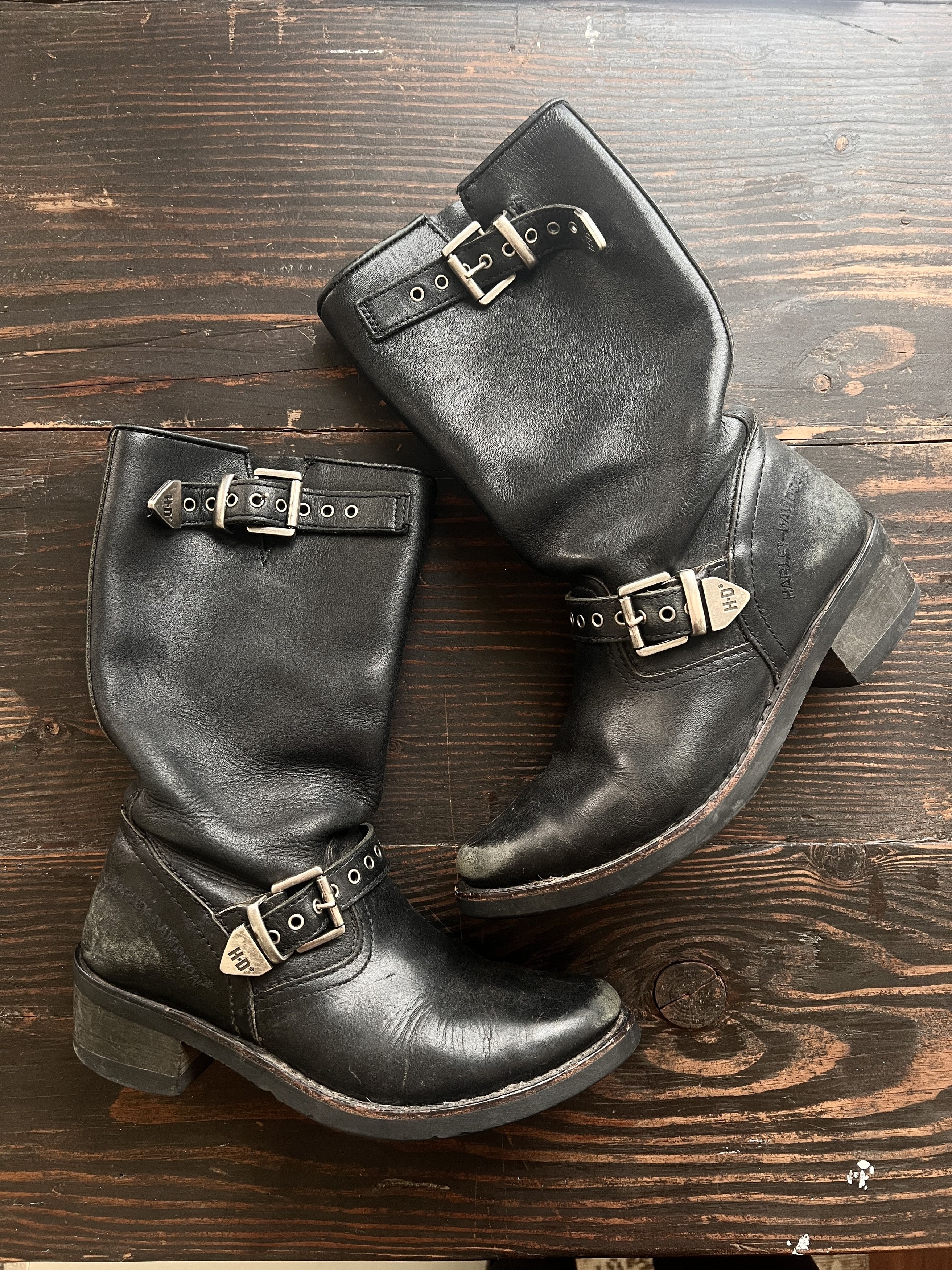 Harley Davidson Vintage Harley Davidson Black Leather Biker Boots Size US 9 / IT 39 - 6 Thumbnail