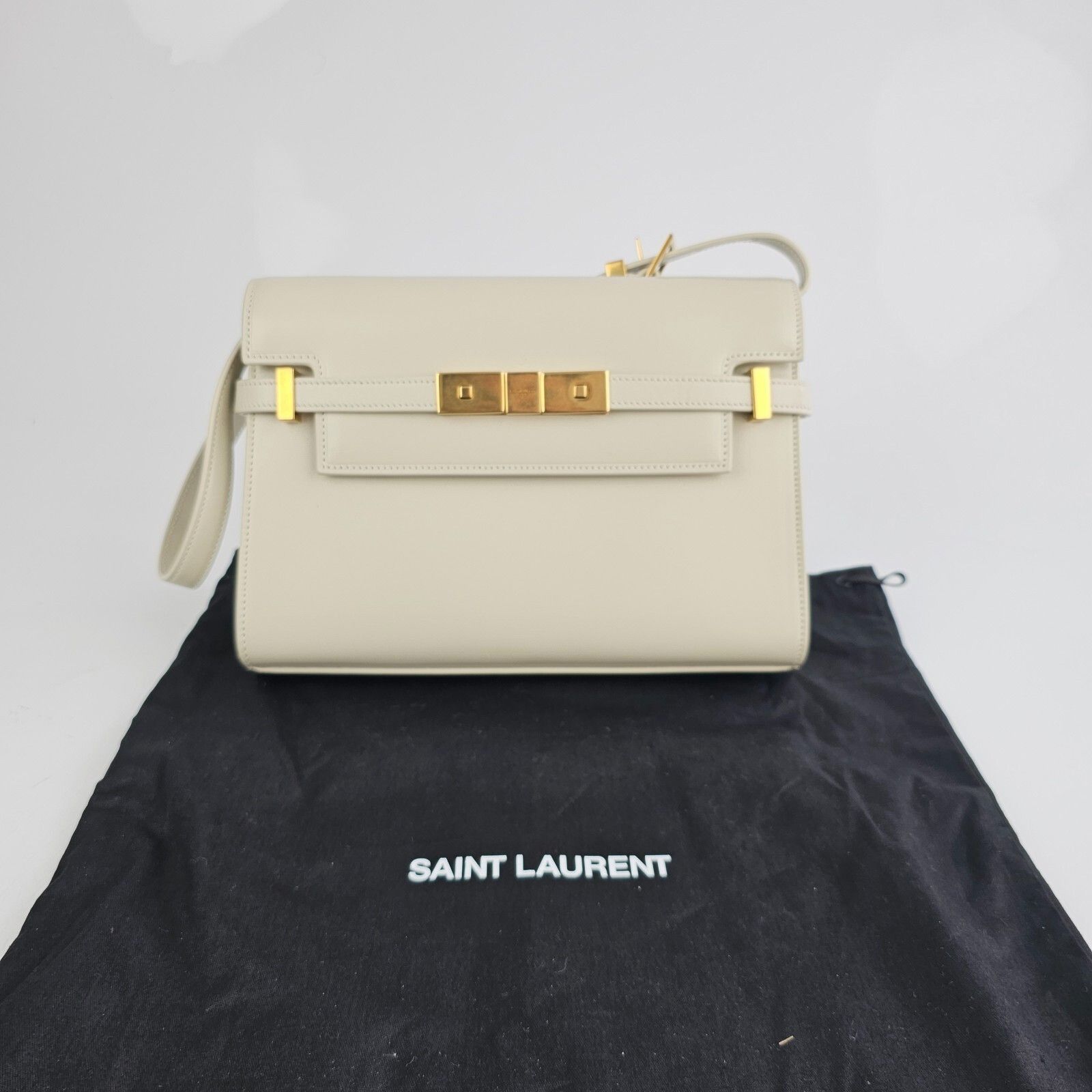 SAINT LAURENT Manhattan Box Small $3000 Blanc Vintage Leathe