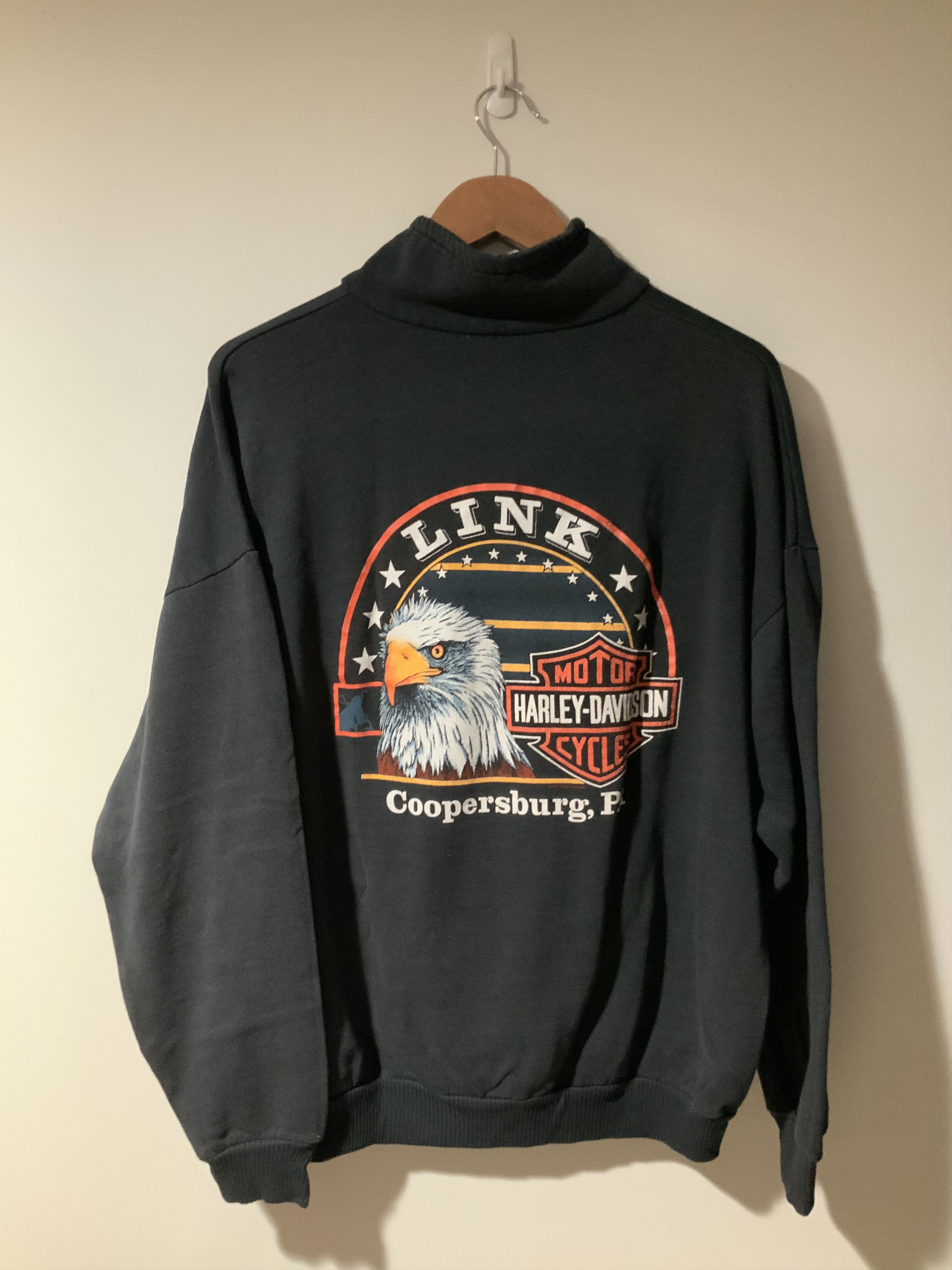 Harley Davidson × Vintage Vintage 80s Harley Davidson Lighting Zip up Sweatshirt Size US M / EU 48-50 / 2 - 1 Thumbnail