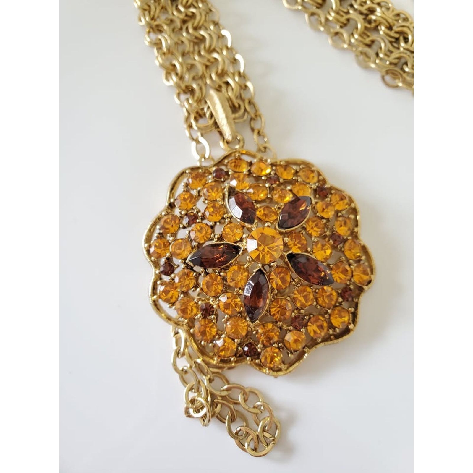 Other Vintage Orange and Amber Rhinestone Double Strand Necklace Size ONE SIZE - 2 Thumbnail