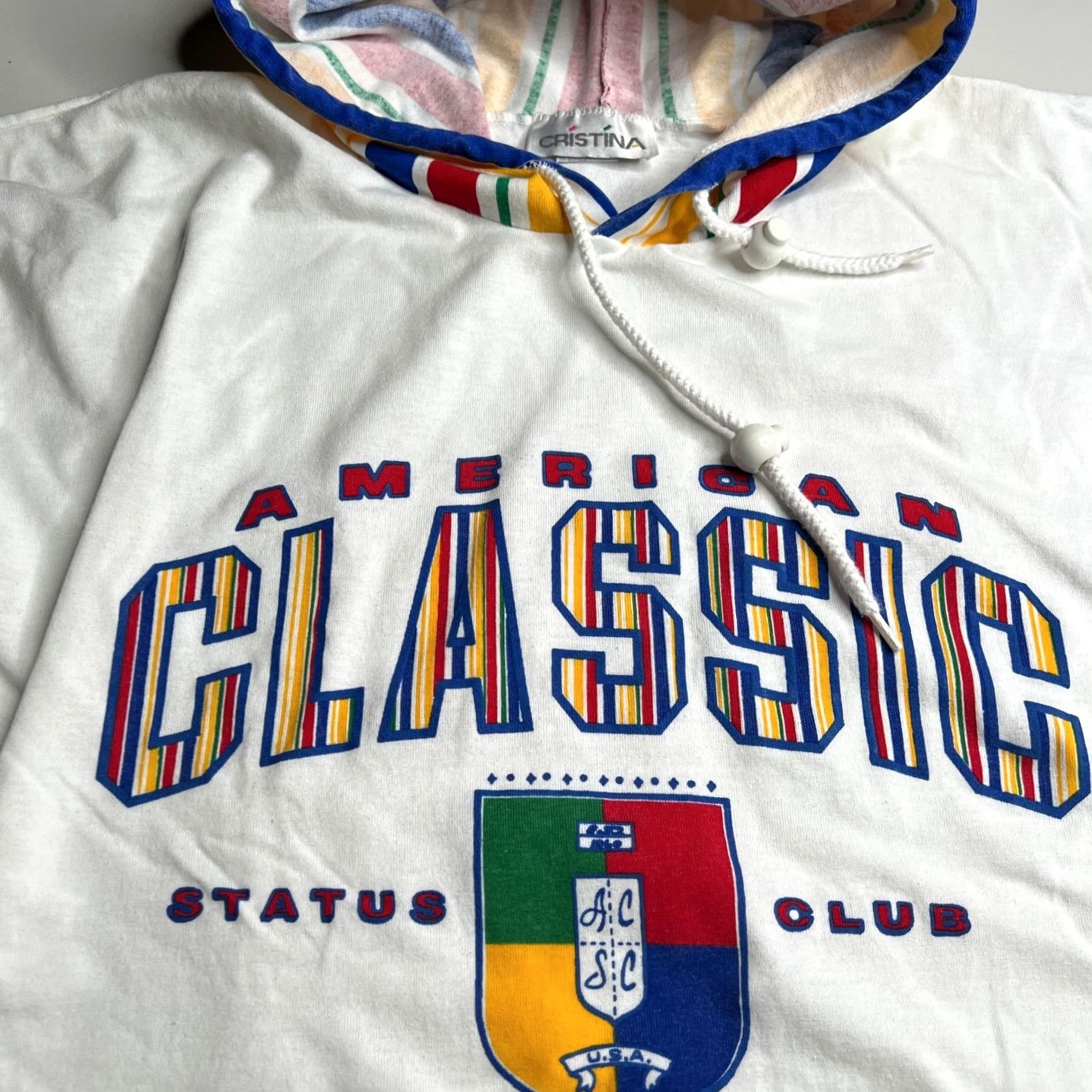 Vintage VINTAGE Cristina American Classic Hooded Long Sleeve Shirt L Mens White Striped Sleeves XL Size US L / EU 52-54 / 3 - 6 Thumbnail