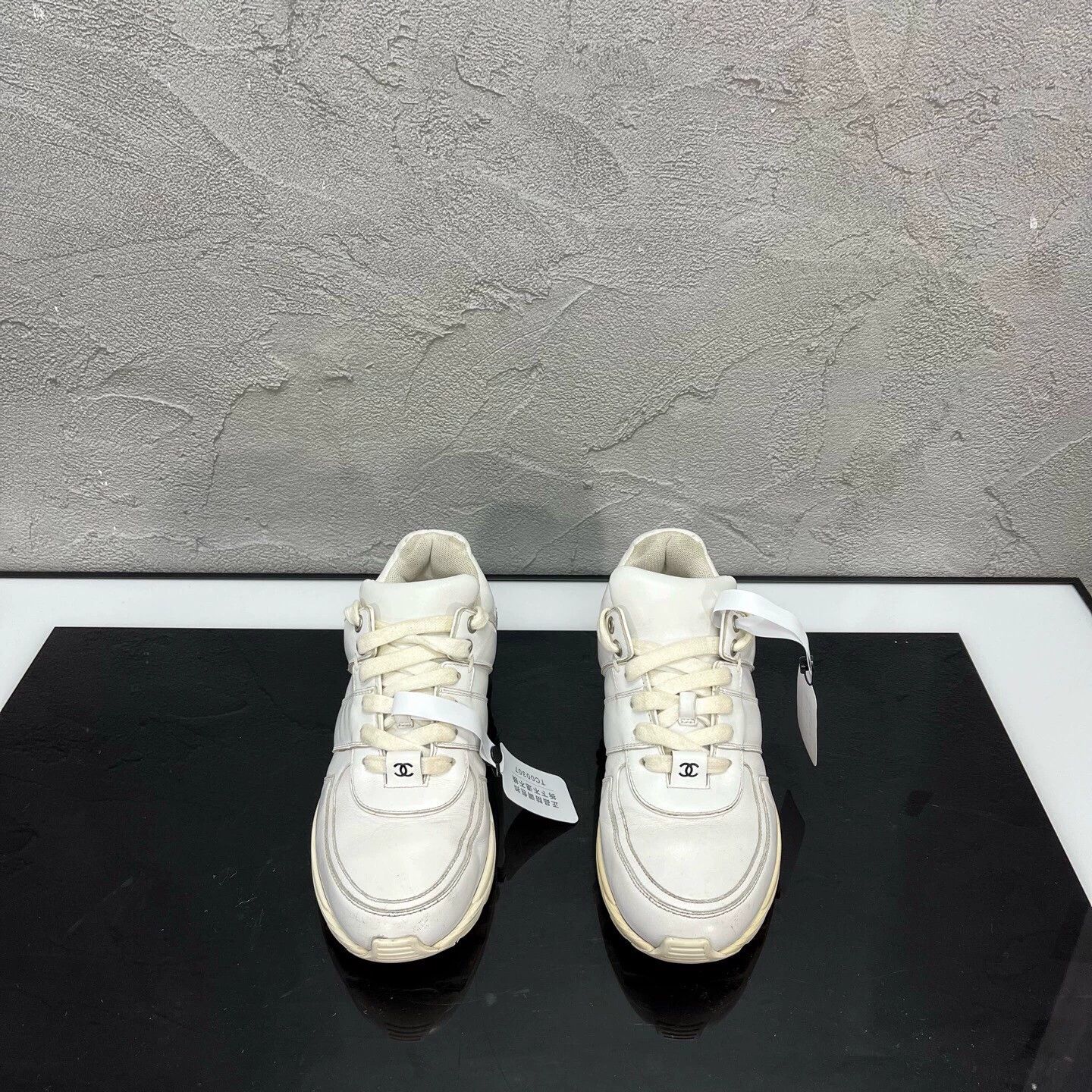 Chanel CHANEL women's black&white colorblocked sneakers Size US 6 / IT 36 - 2 Thumbnail