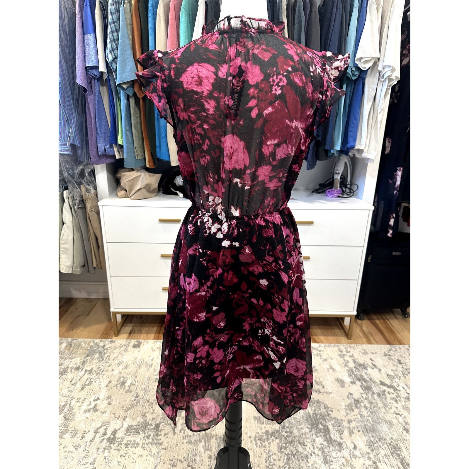 Steve Madden Steve Madden Purple Black Floral HighLow Flutter Dress S NWT Size S / US 4 / IT 40 - 5 Thumbnail