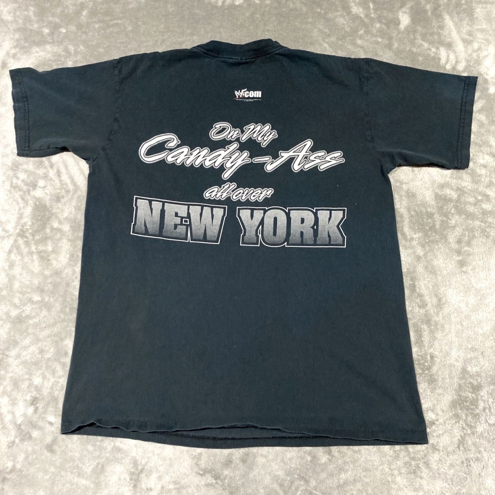 Vintage VINTAGE WWF THE ROCK Laid The Smack Down On My Candy Ass In New York T-Shirt L Black Mens Boys Size US L / EU 52-54 / 3 - 6 Thumbnail