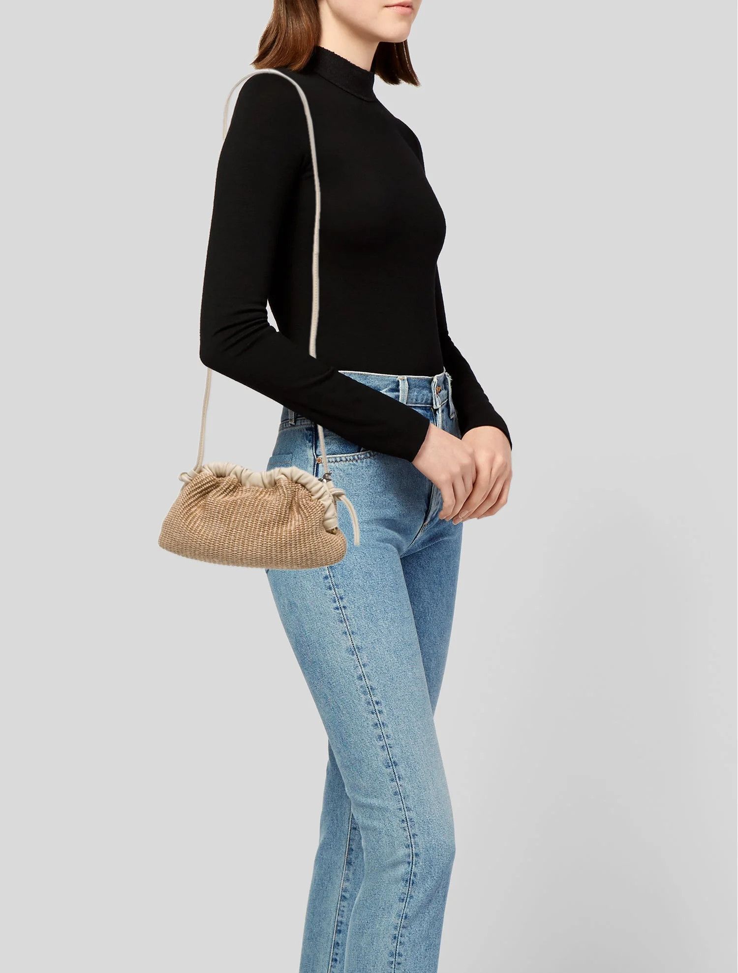 Mansur Gavriel os11x0126 Size: OS / Cloud Mini Raffia Clutch Bag in Beige Size ONE SIZE - 2 Thumbnail